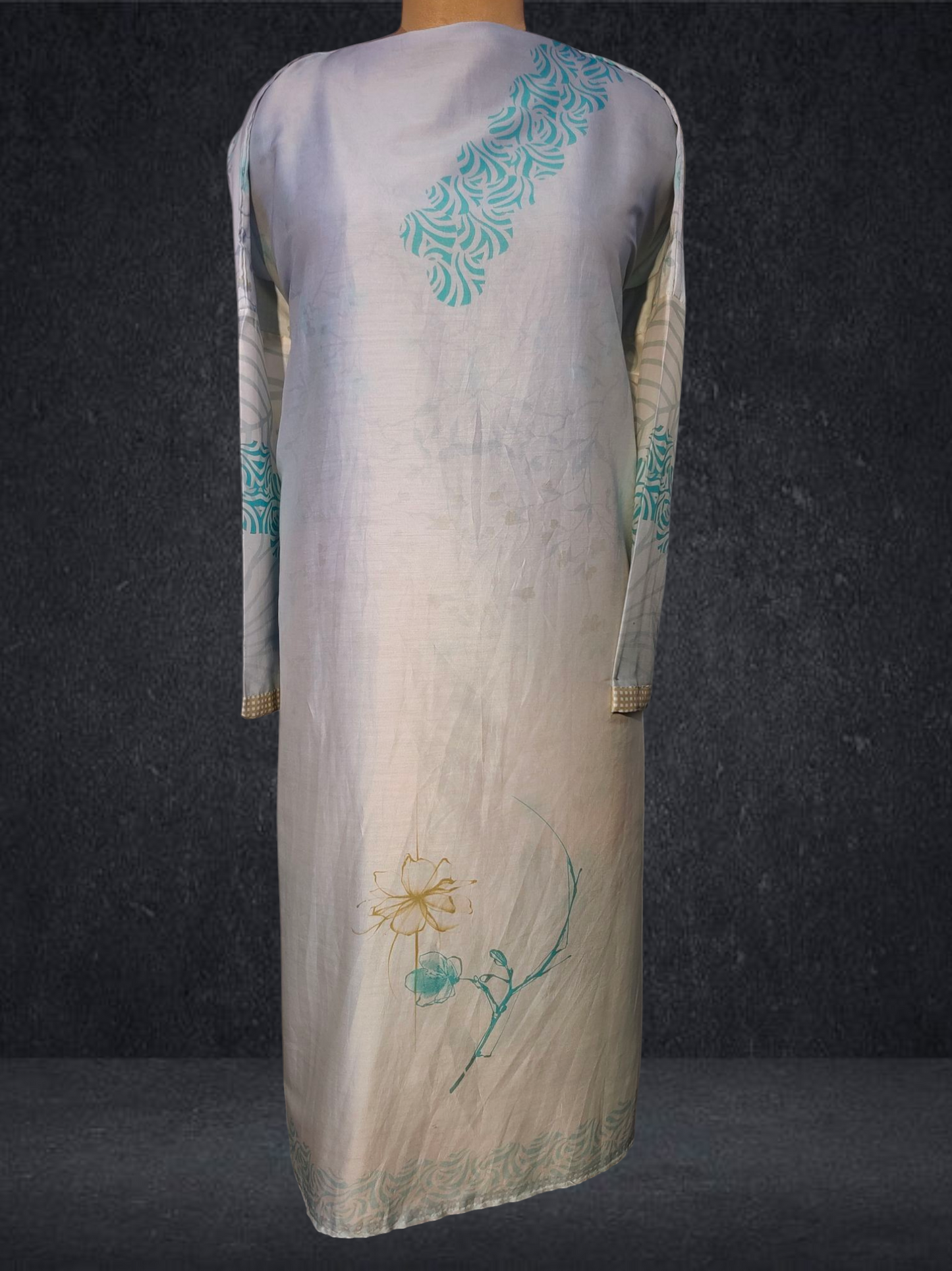 Semi Stitched Chanderi Printed kurta VISHAL KAPUR