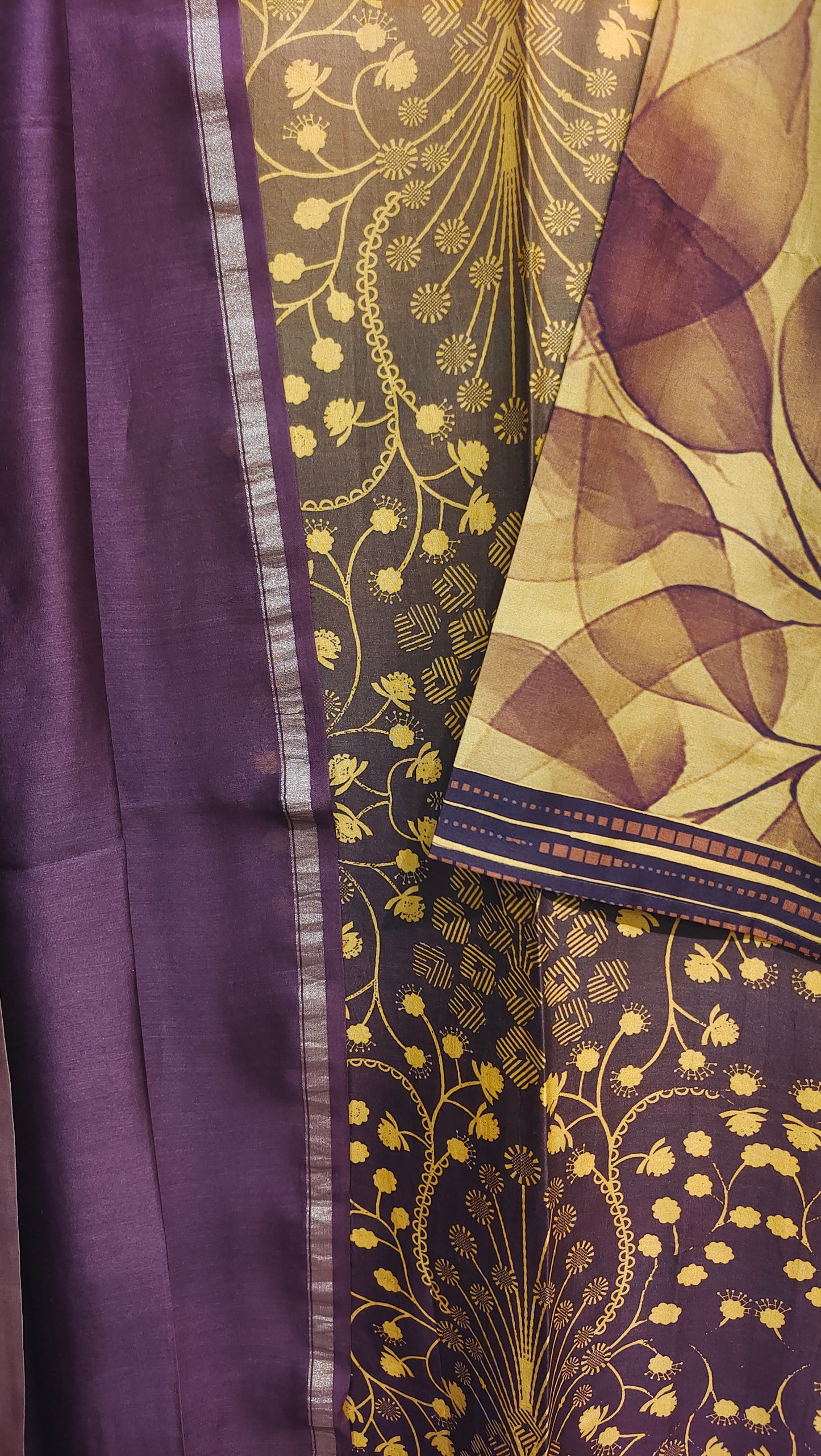 Semi Stitched Chanderi Casual suitset