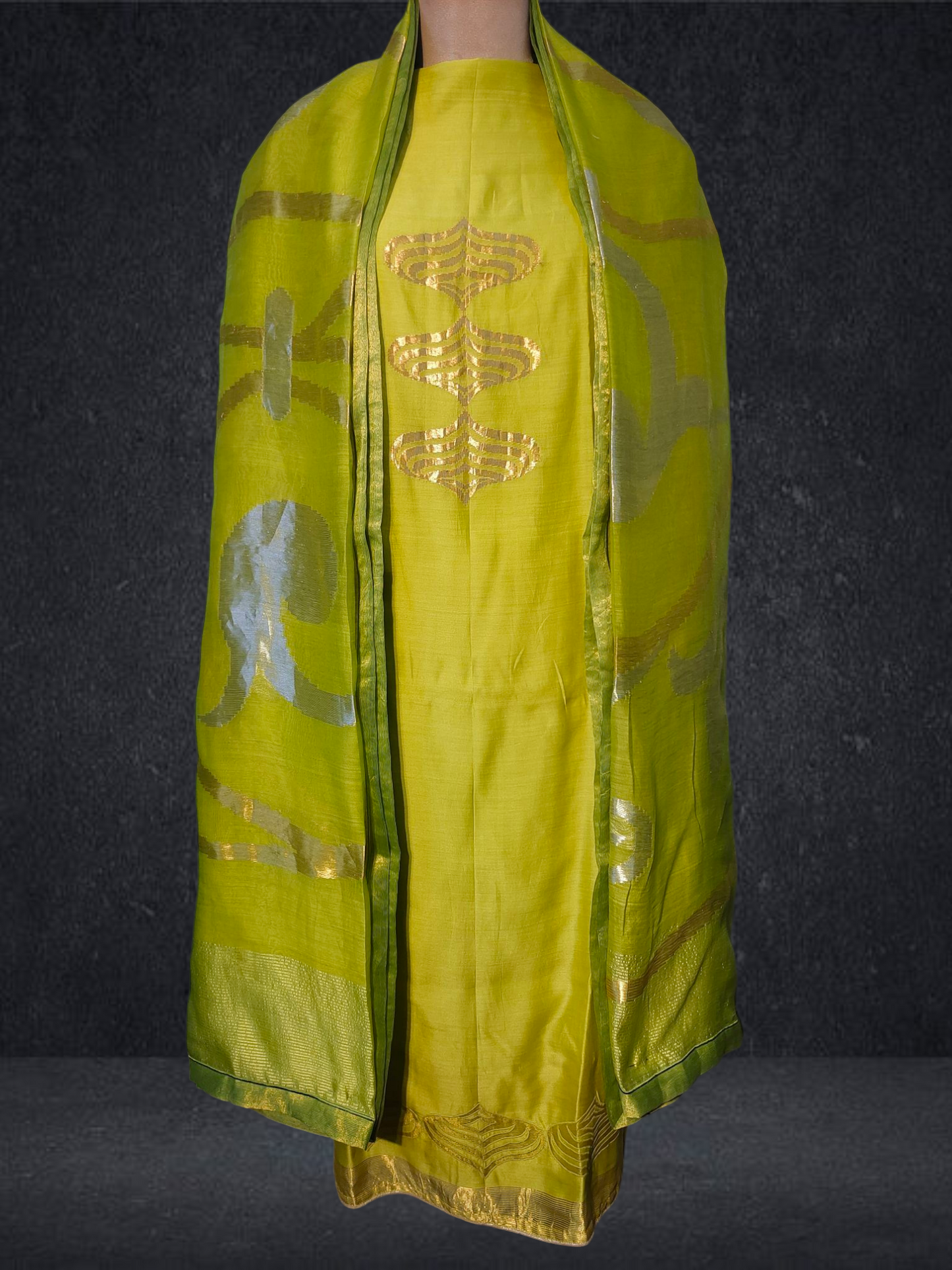 Semi Stitched Chanderi Formal Suitset