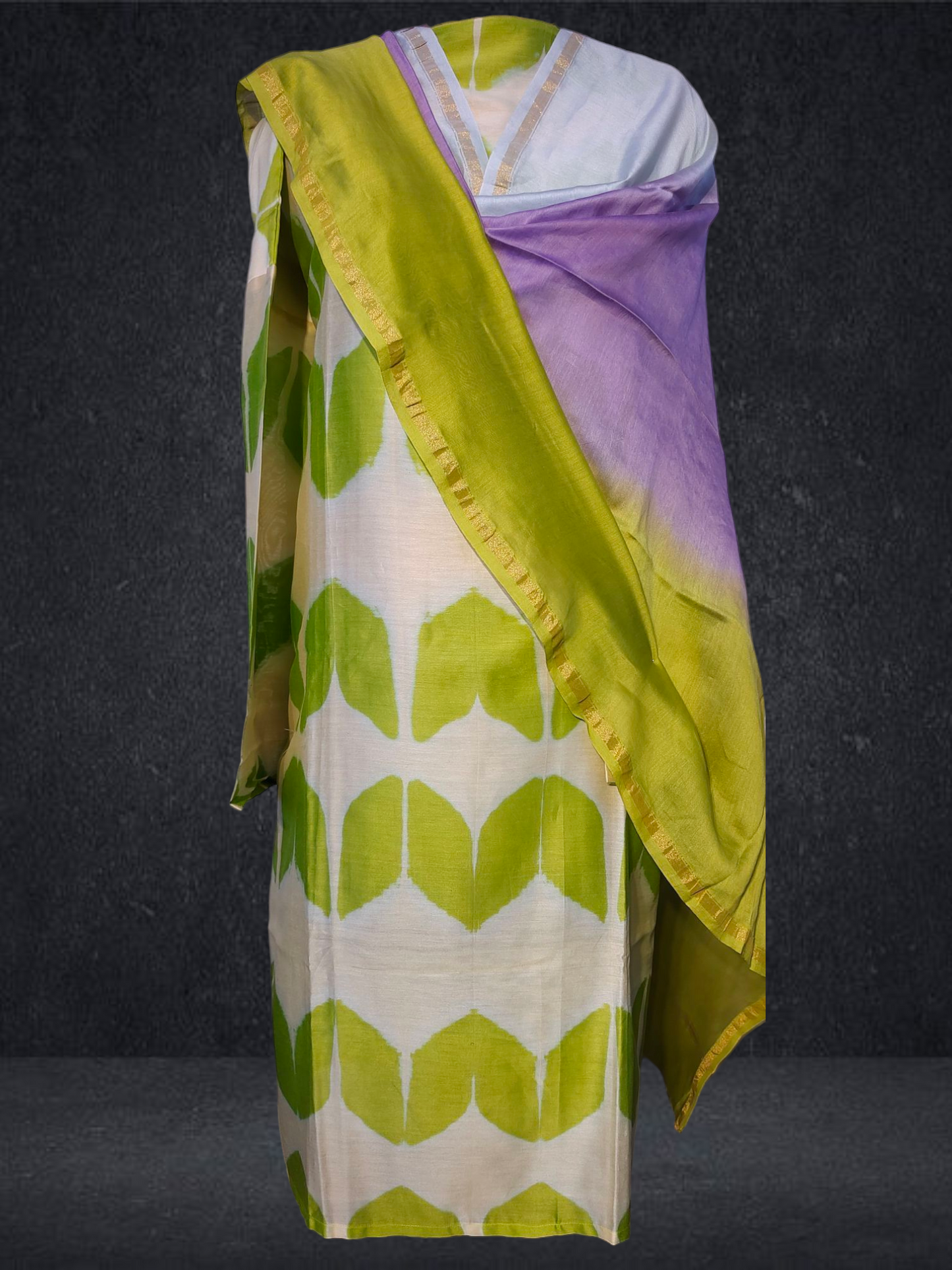 Semi Stitched Chanderi Casual Suitset