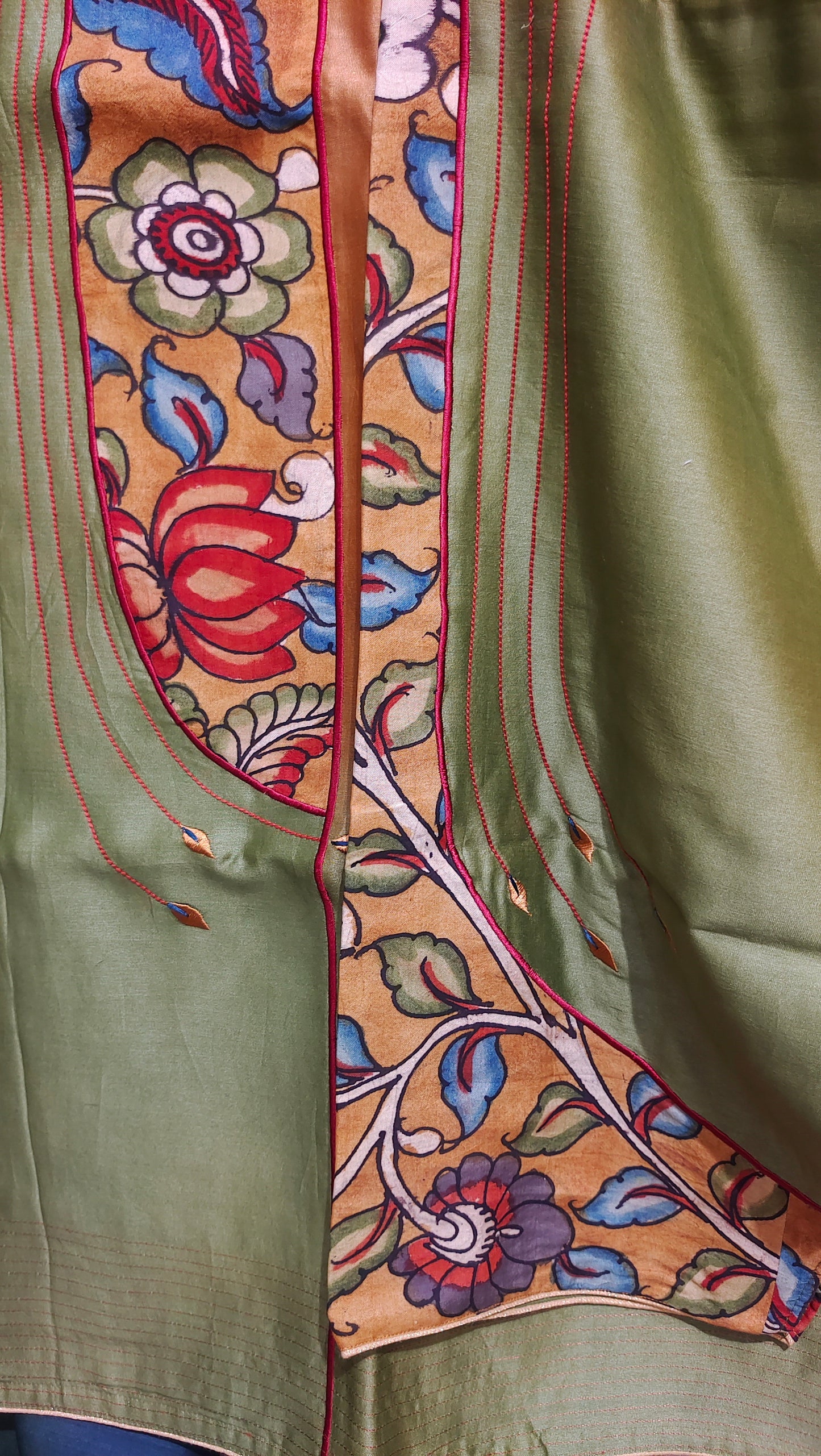 Semi Stitched Chanderi Kalamkari Short Tunic
