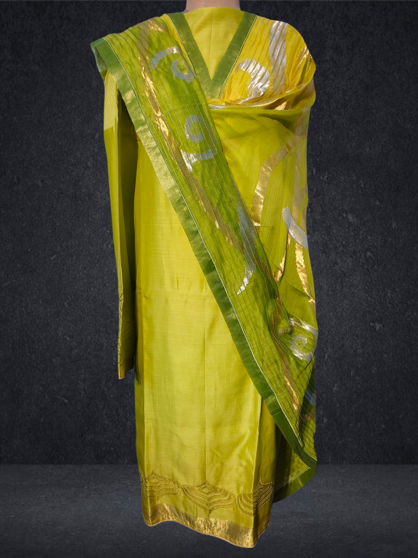 Semi Stitched Chanderi Formal Suitset