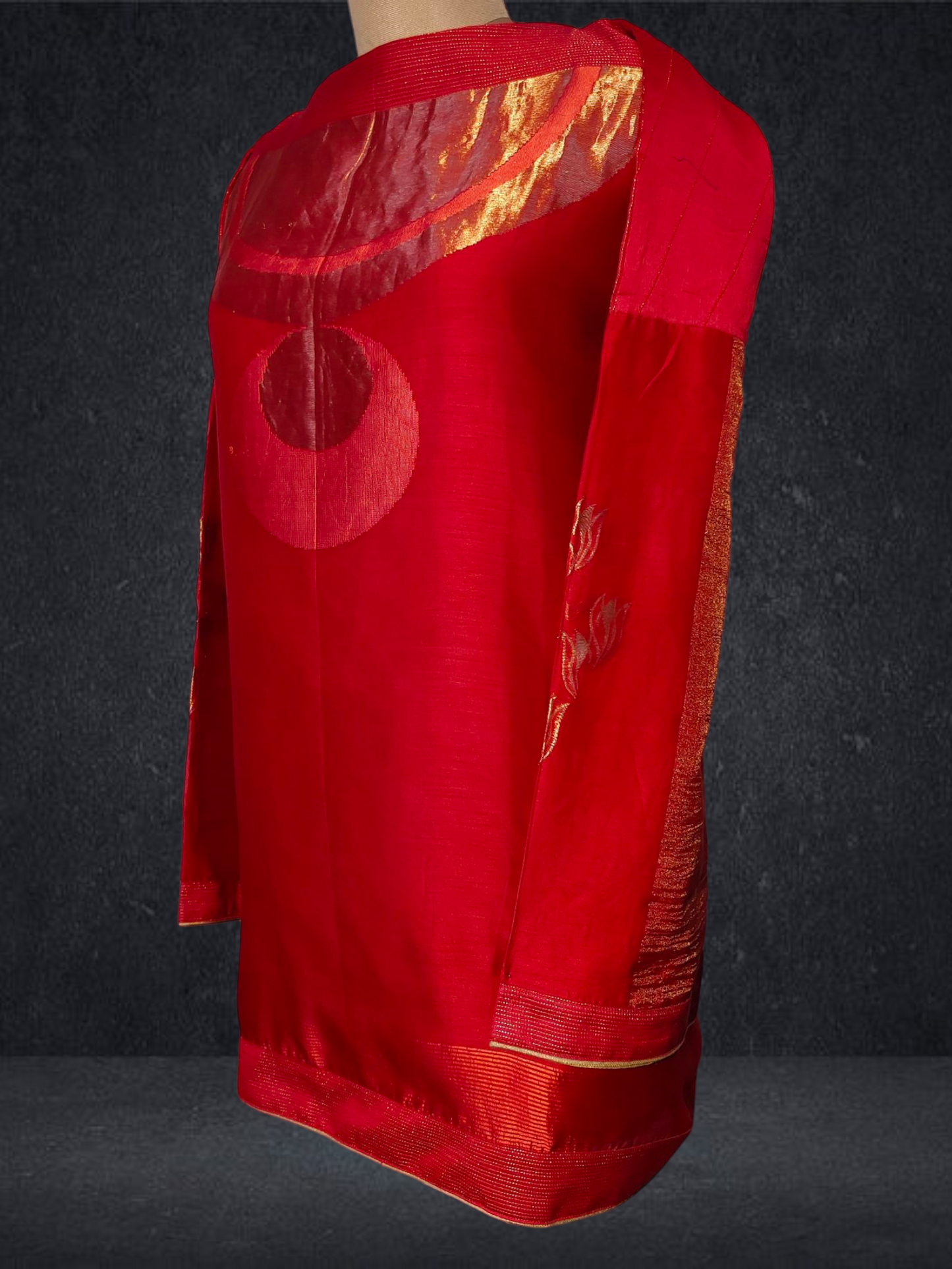 Semistitched Chanderi Zariwoven Short Tunic