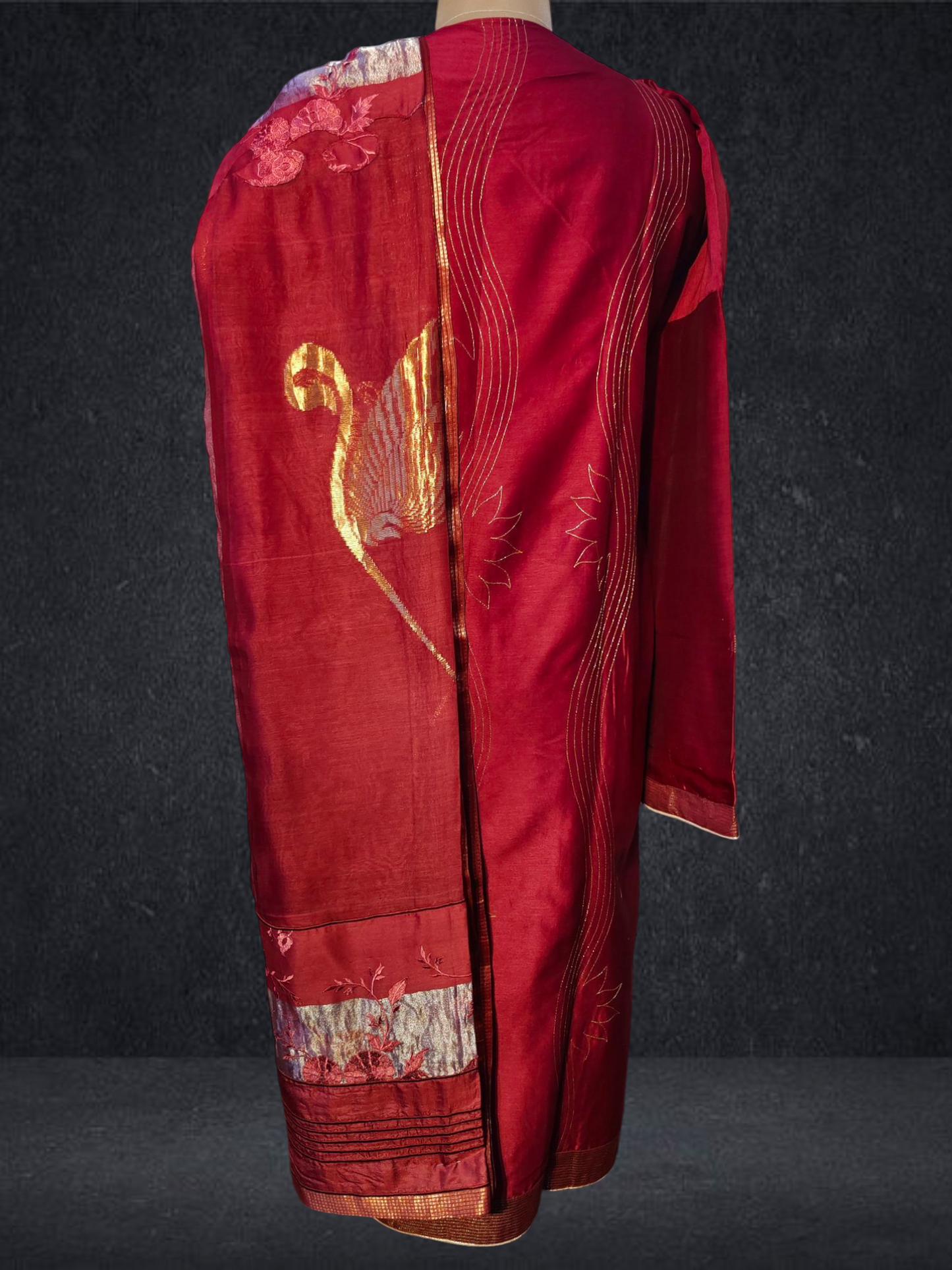 Semi Stitched Chanderi Formal Suitset