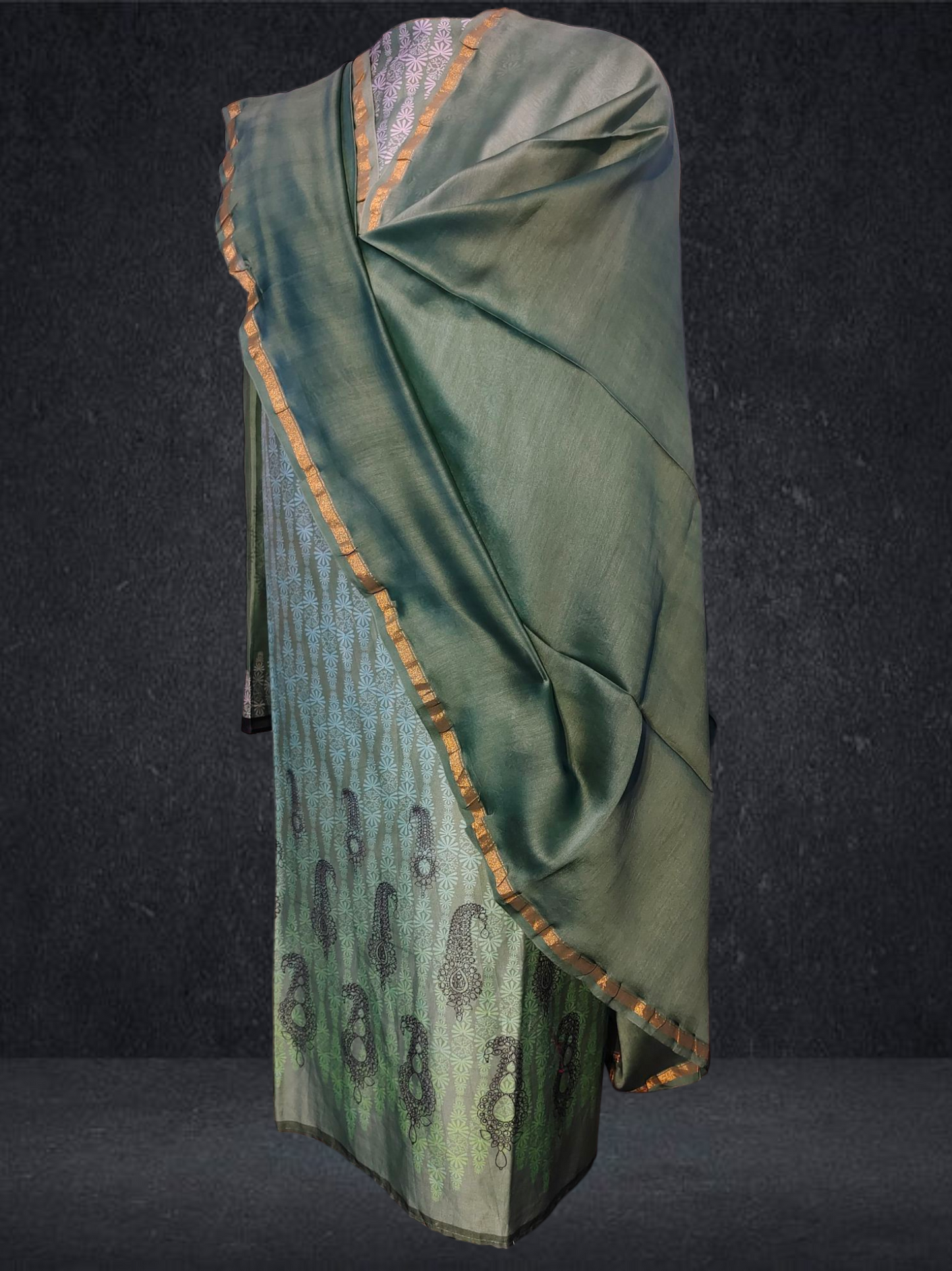 Semi Stitched Chanderi printed Kurta VISHAL KAPUR