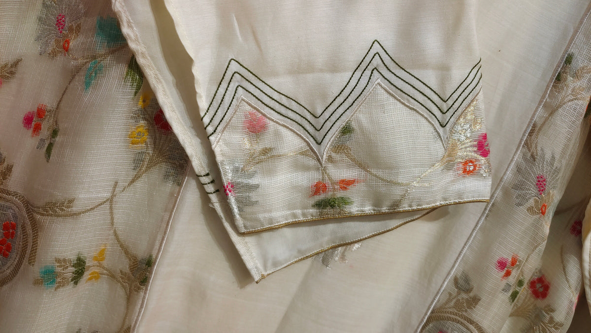 Semi Stitched Chanderi Formal Suitset