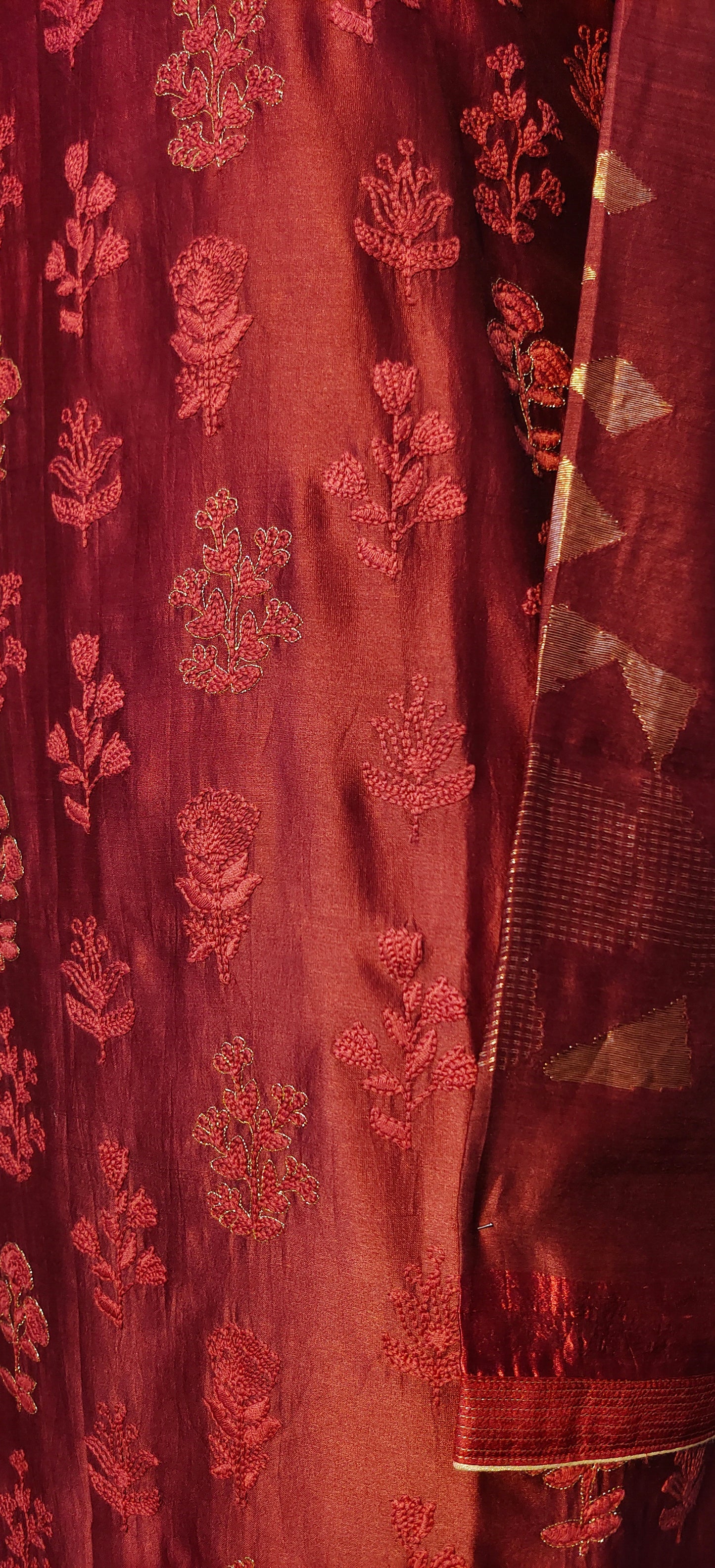 Semi Stitched Formal chanderi Kurta