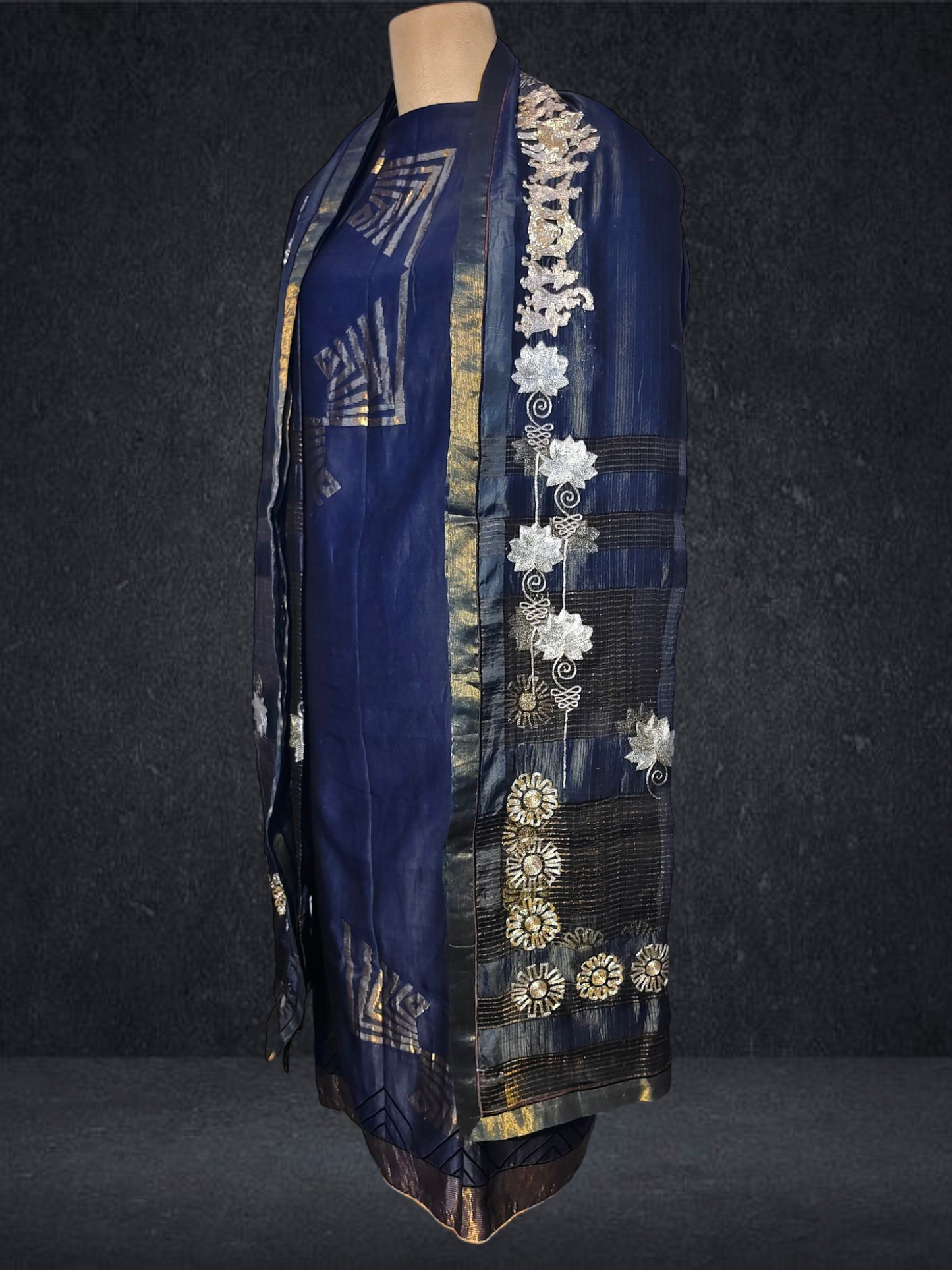 Semi Stitched Chanderi formal Suitset