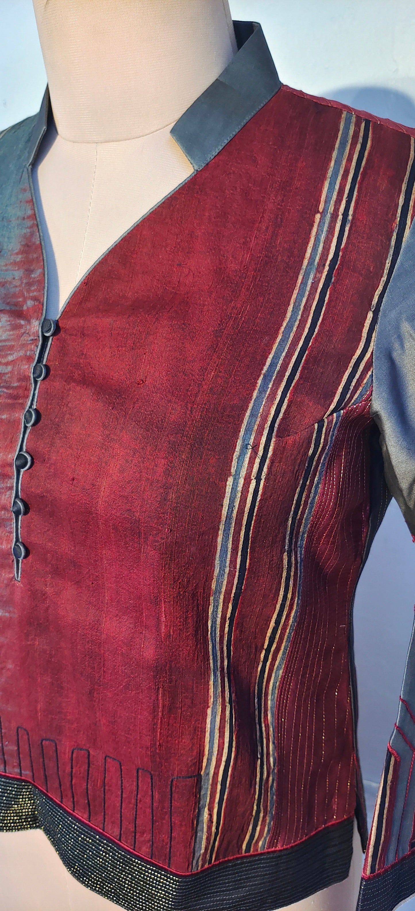 Stitched Chanderi Silk Ajrakh Formal Ɓlouse VISHAL KAPUR STUDIO