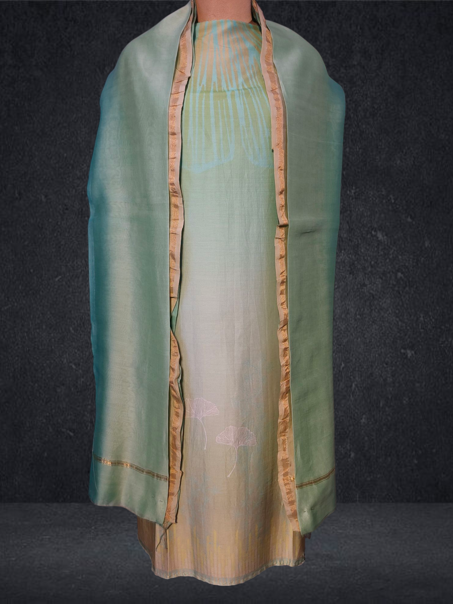 Semi Stitched Chanderi Casual Suitset