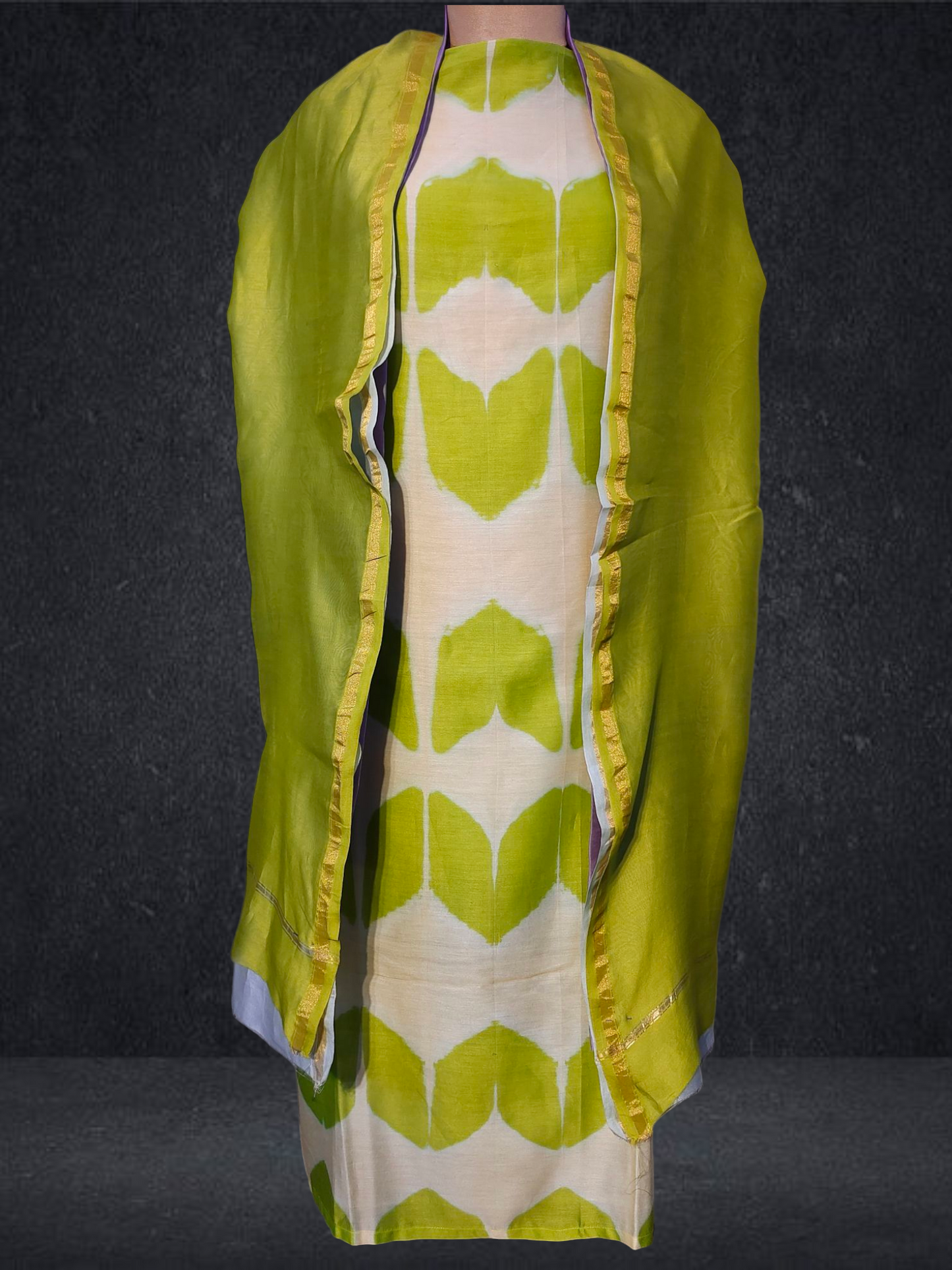 Semi Stitched Chanderi Casual Suitset