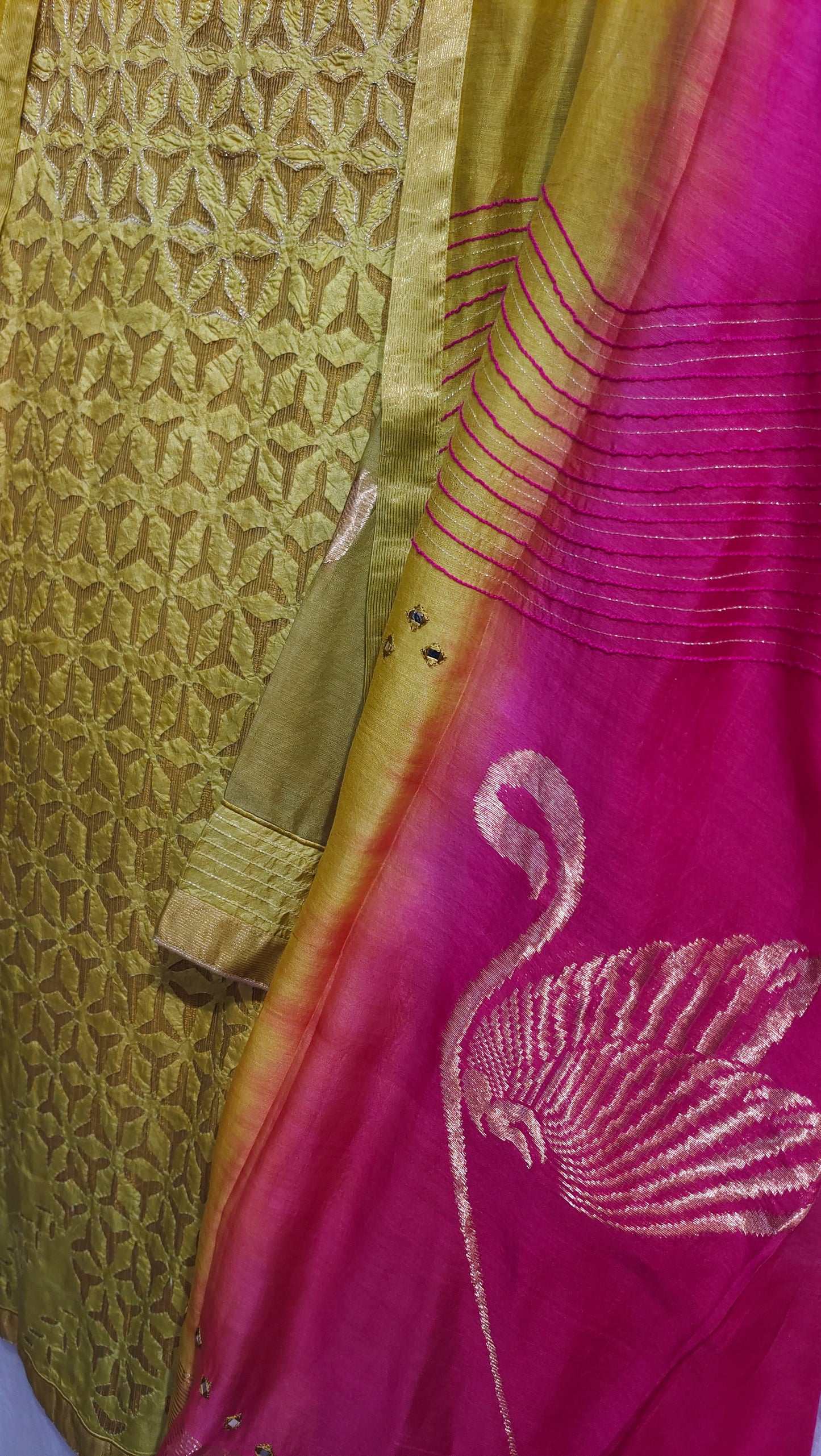 Semi Stitched Formal chanderi Suitset