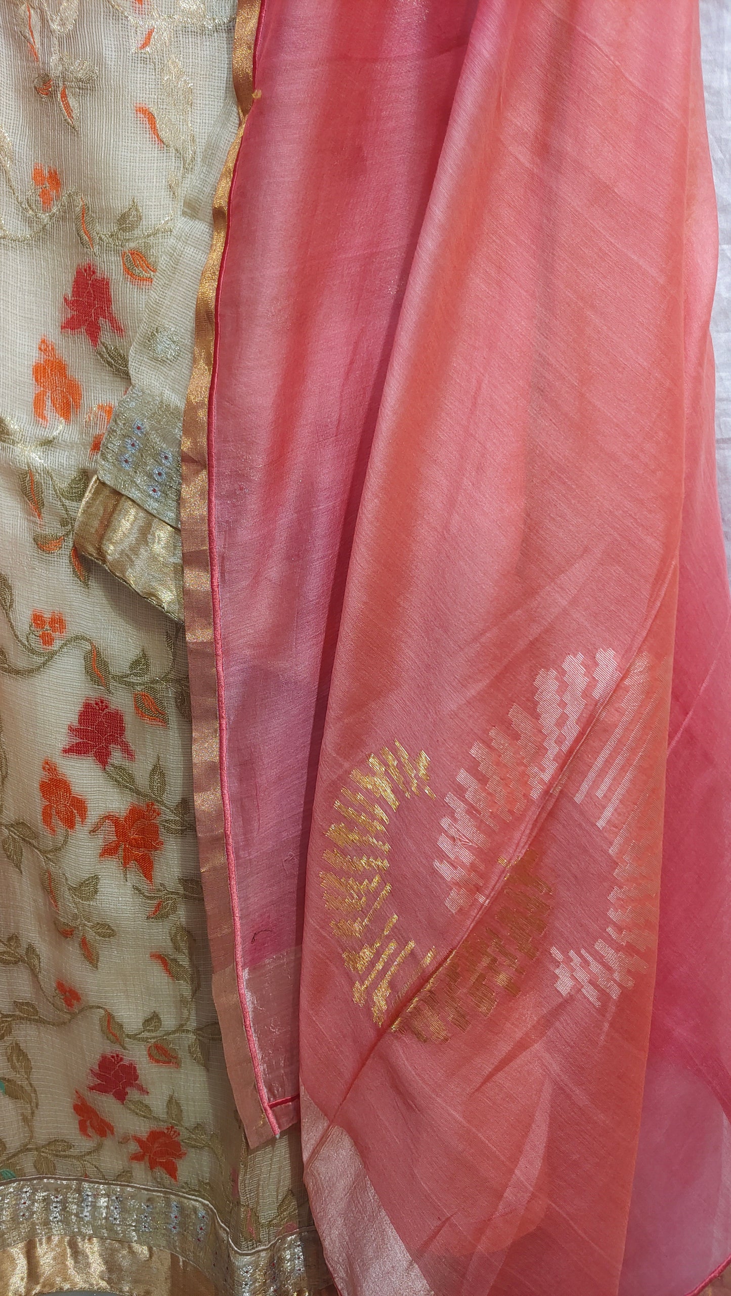 Semi Stitched Chanderi Formal Suitset