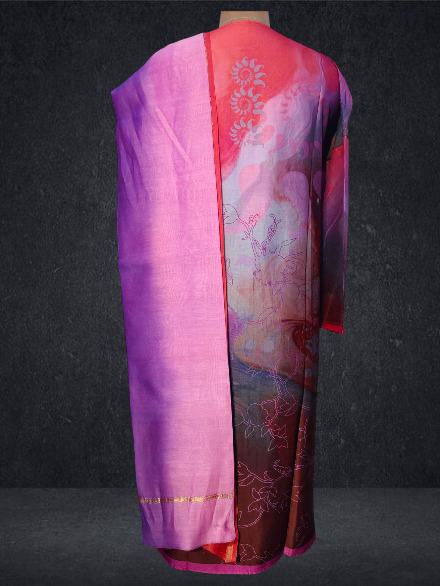 Semi Stitched Chanderi Casual Suitset