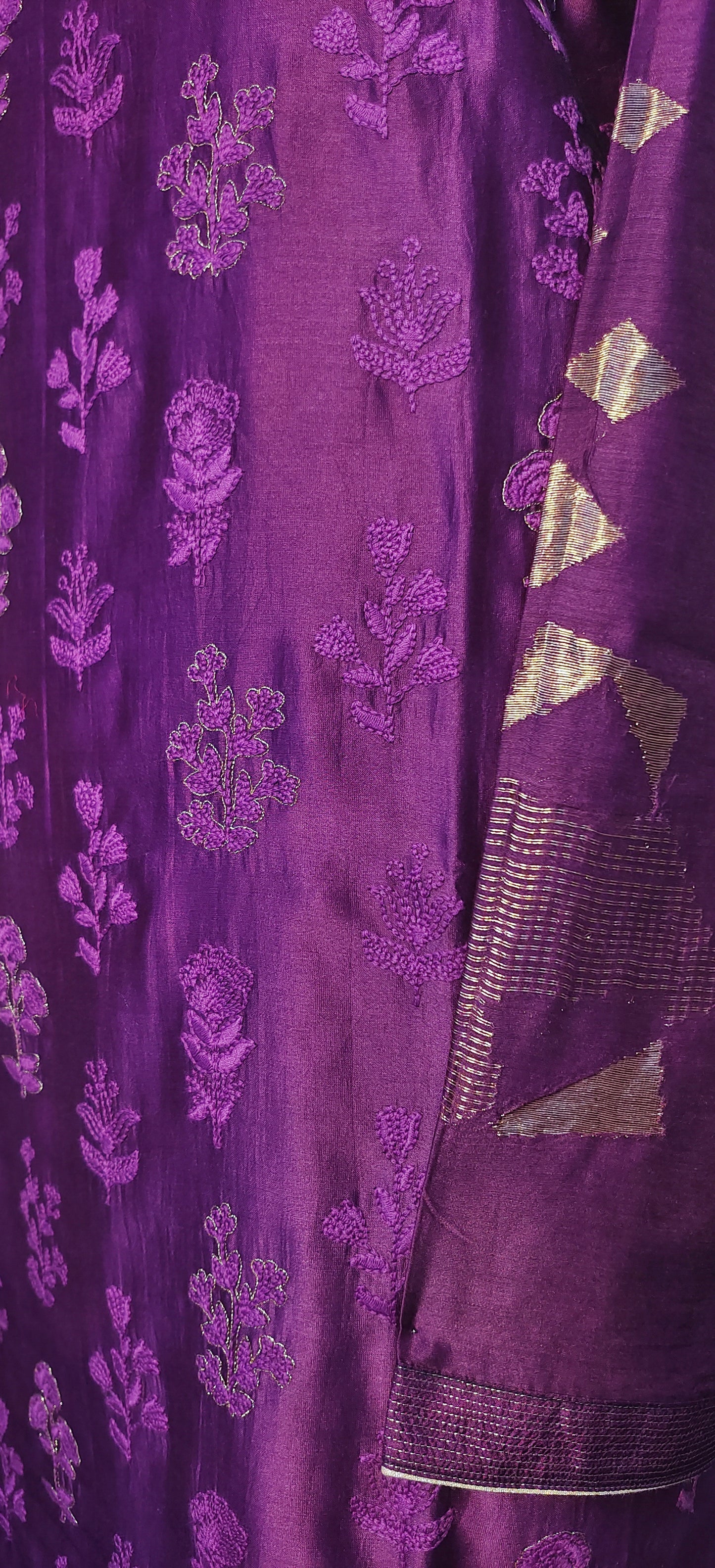 Semi Stitched Formal chanderi Kurta