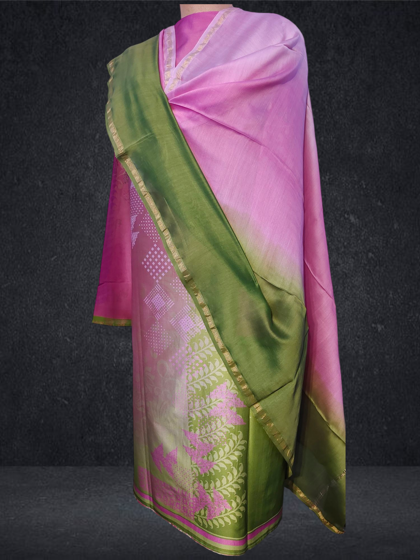 Semi Stitched Chanderi Casual Suitset