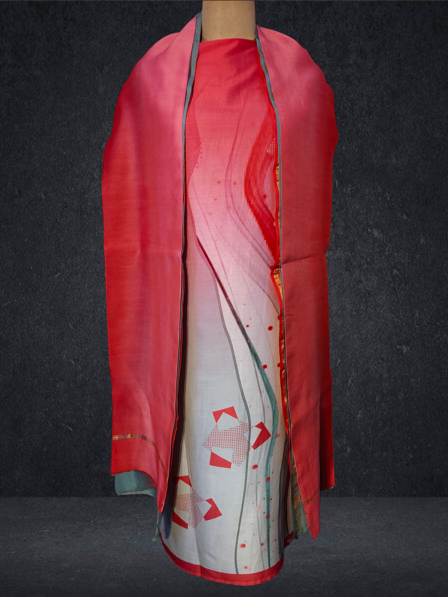 Semi Stitched Chanderi printed kurta VISHAL KAPUR
