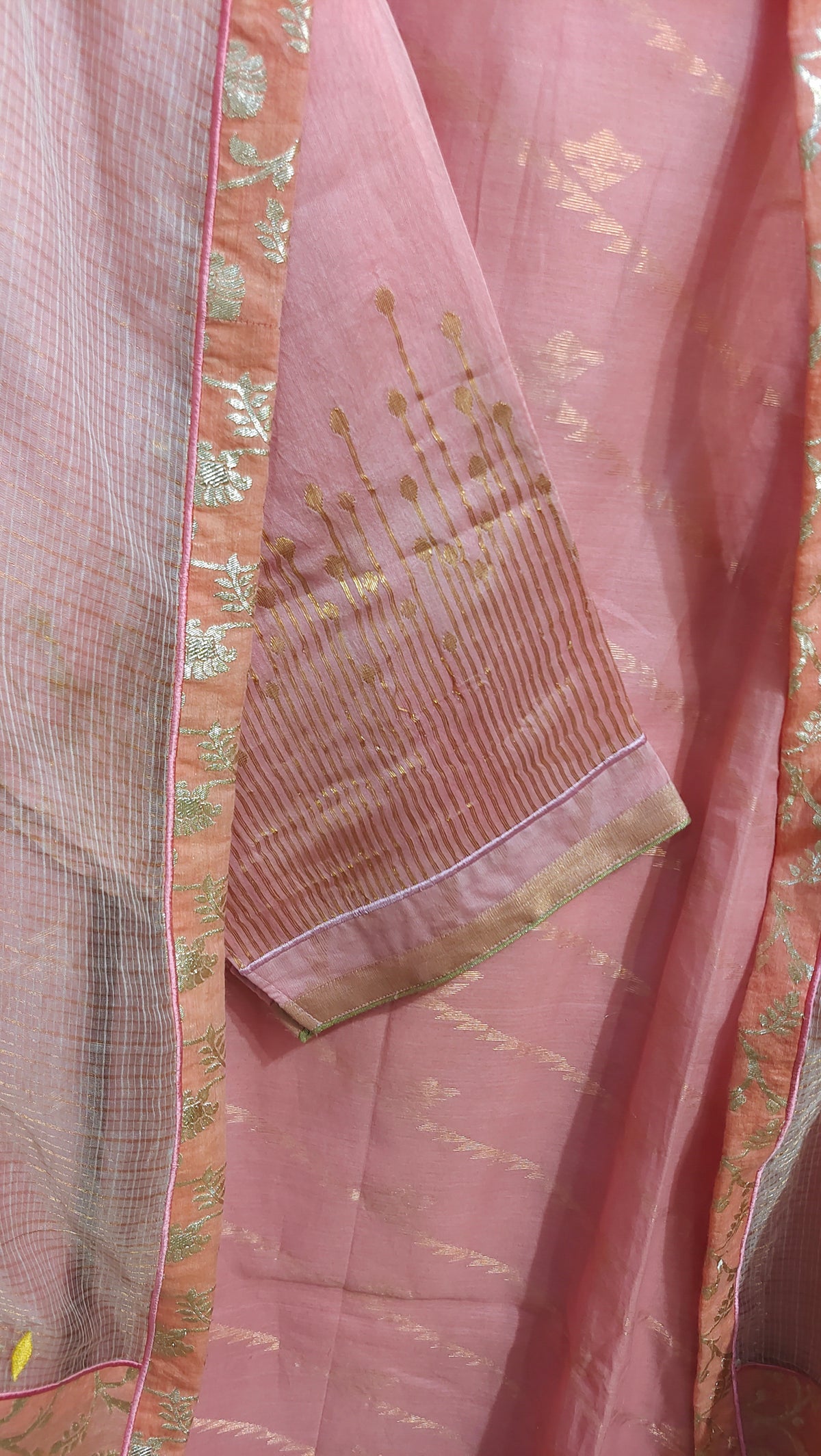 Semi Stitched Chanderi Formal Suitset