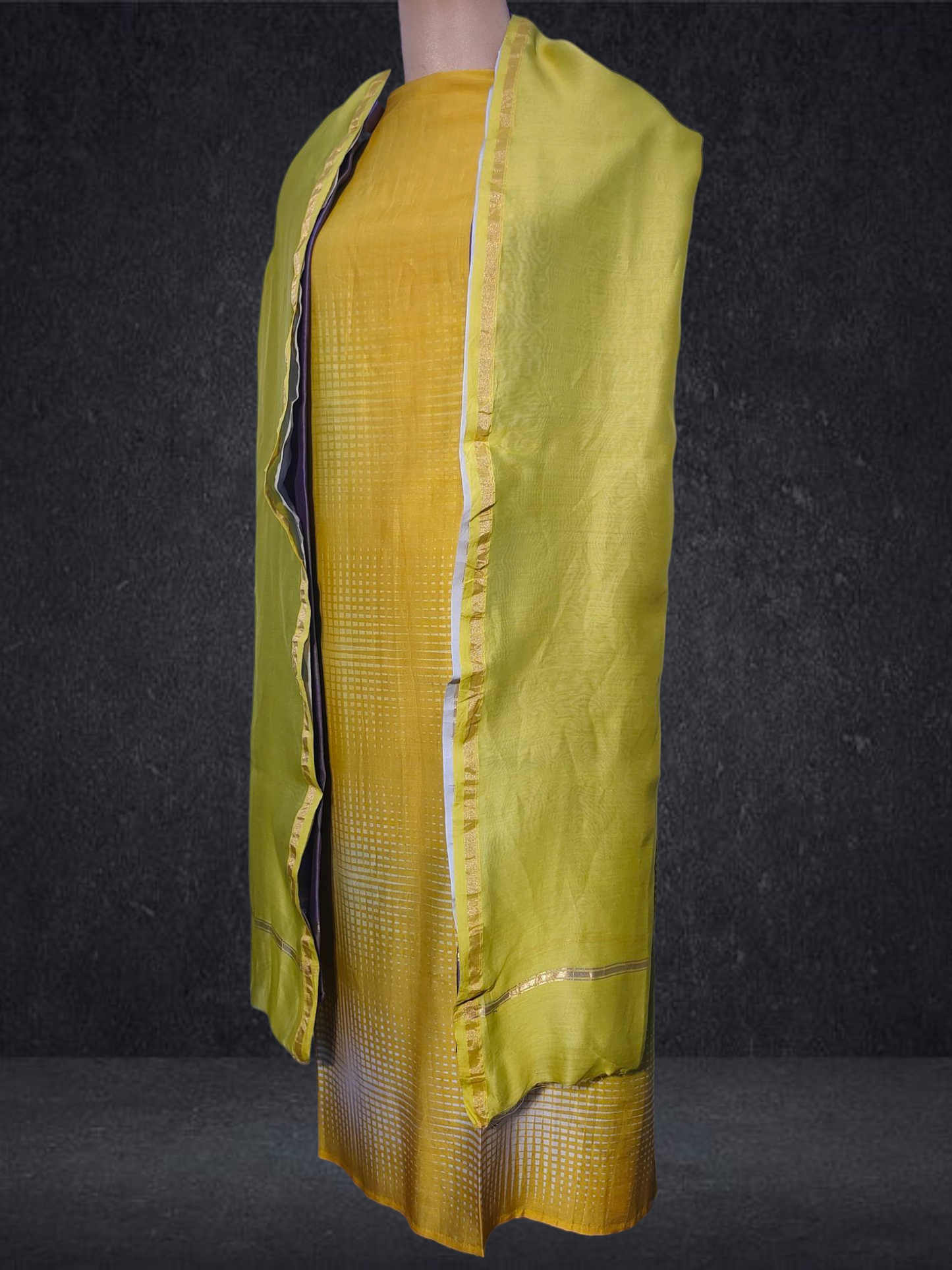 Semi Stitched Chanderi Casual Suitset