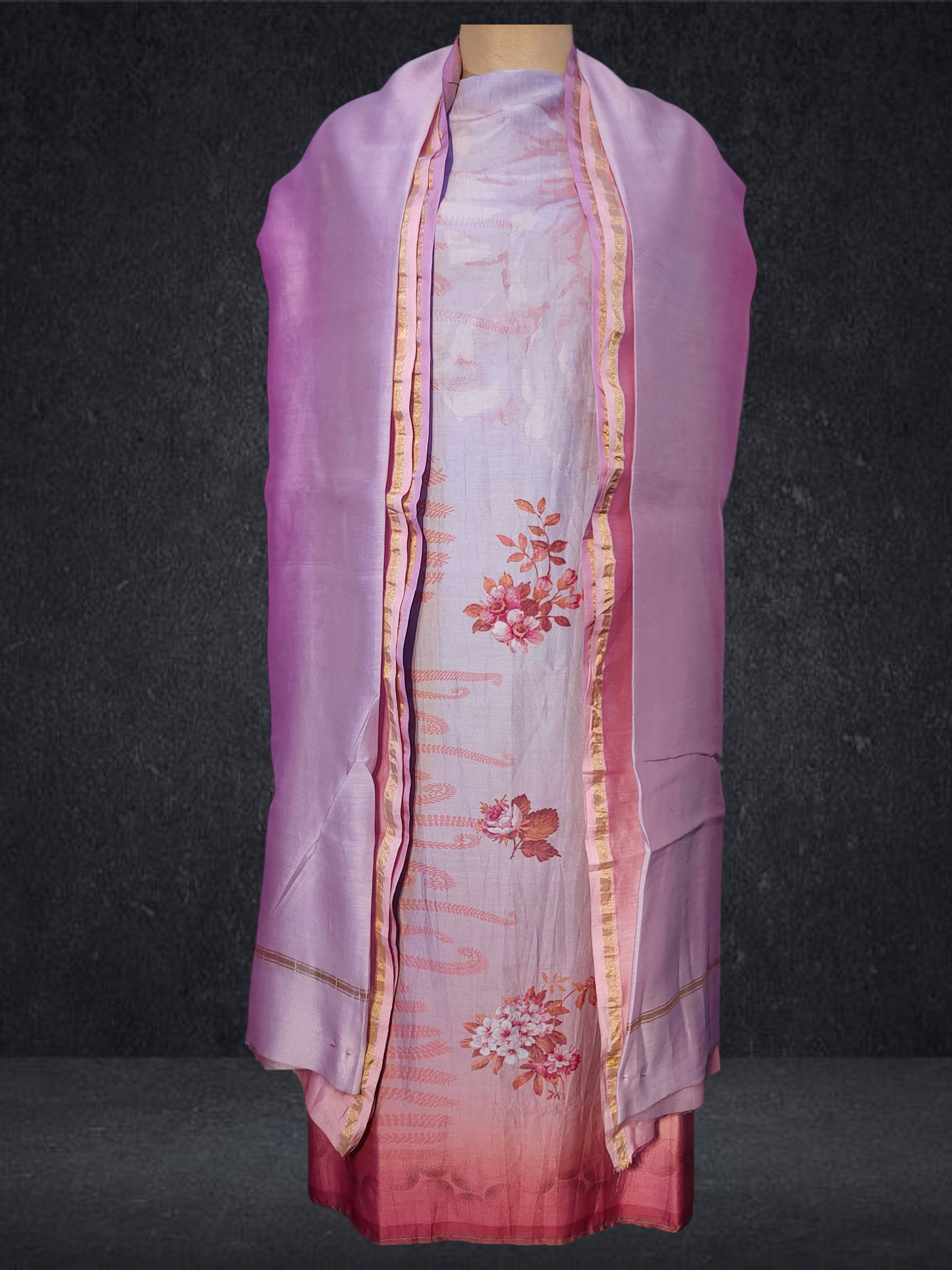 Semi Stitched Chanderi Casual Suitset