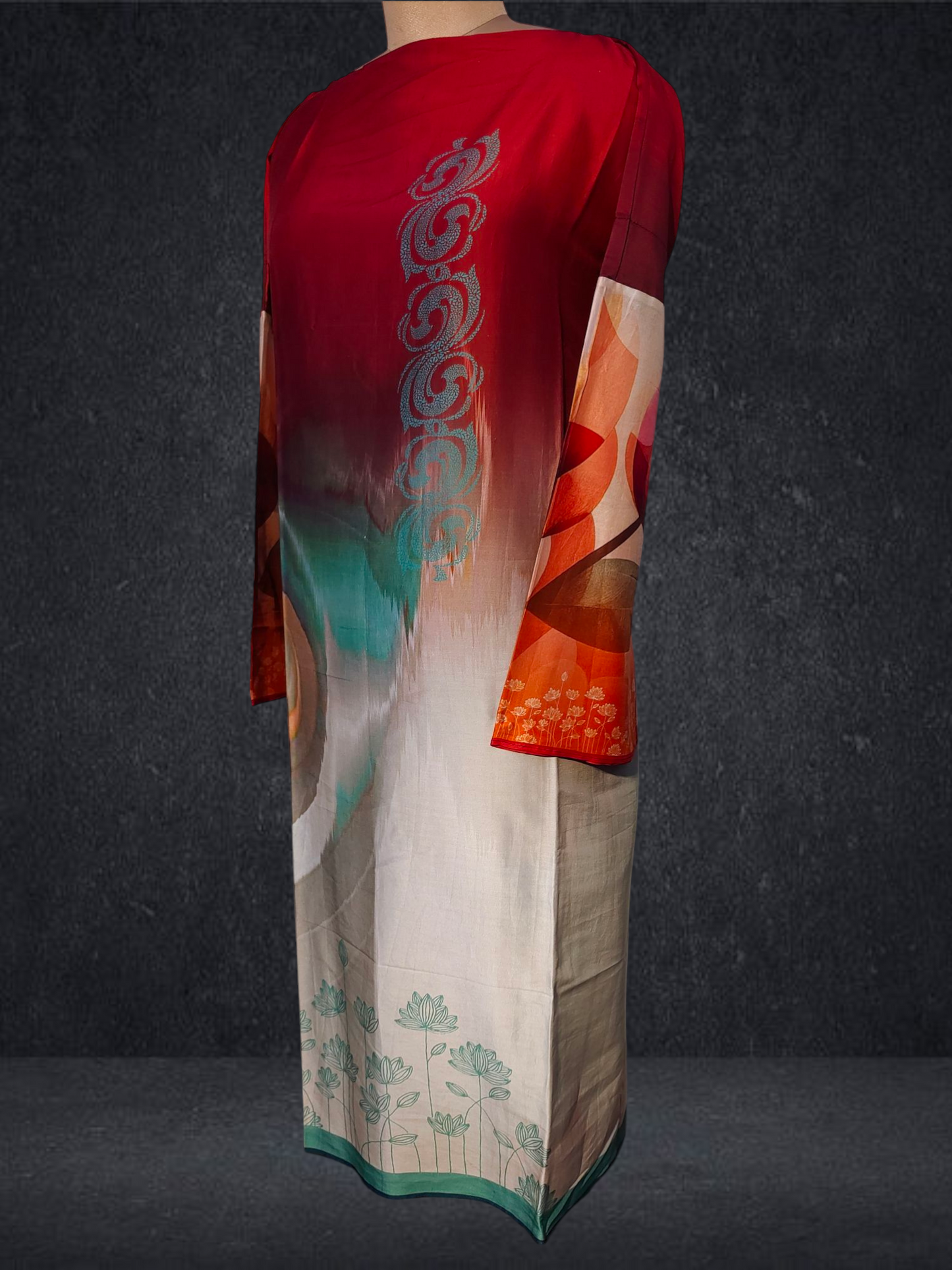 Semi Stitched Chanderi printed kurta VISHAL KAPUR