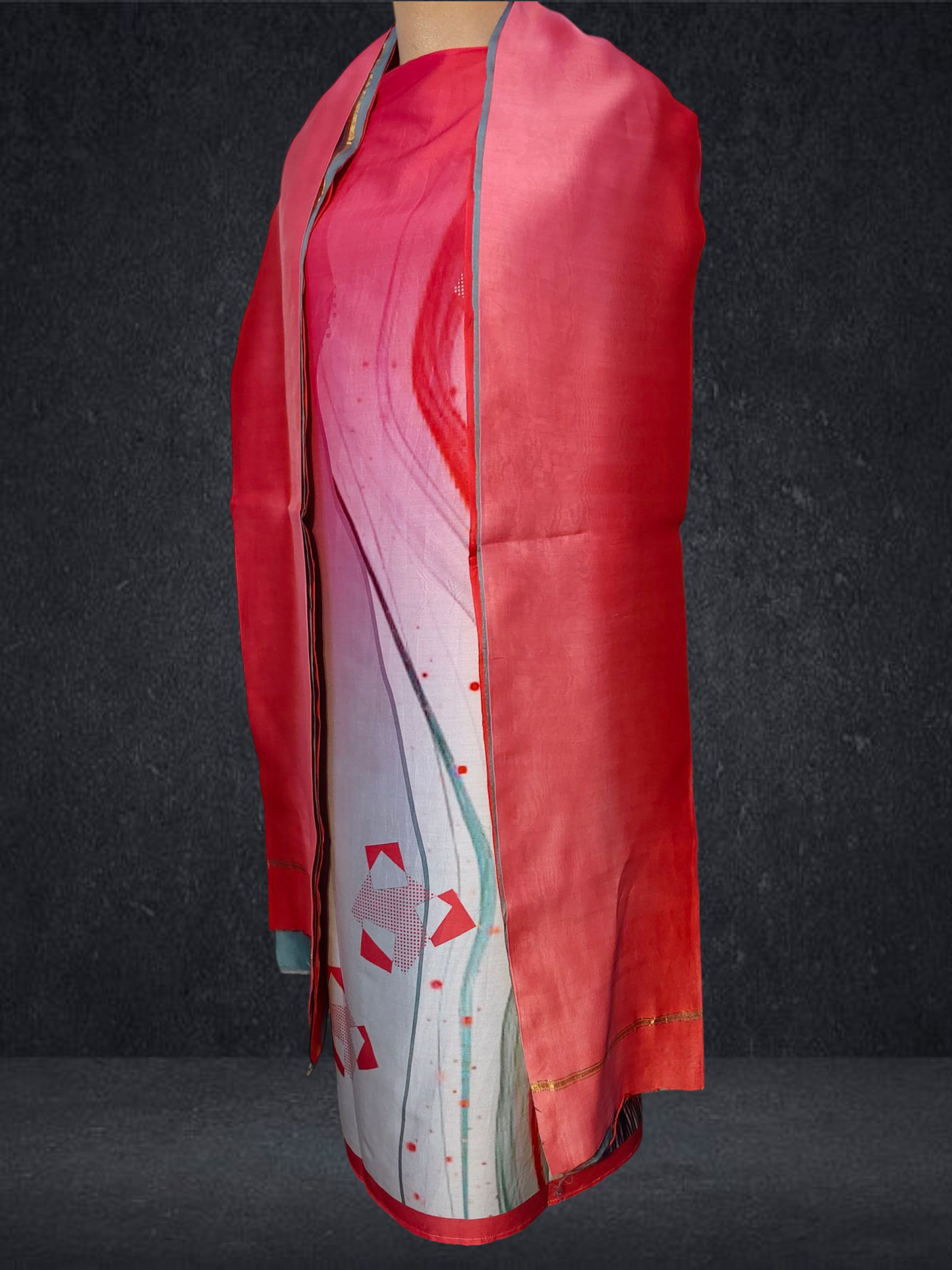 Semi Stitched Chanderi printed kurta VISHAL KAPUR