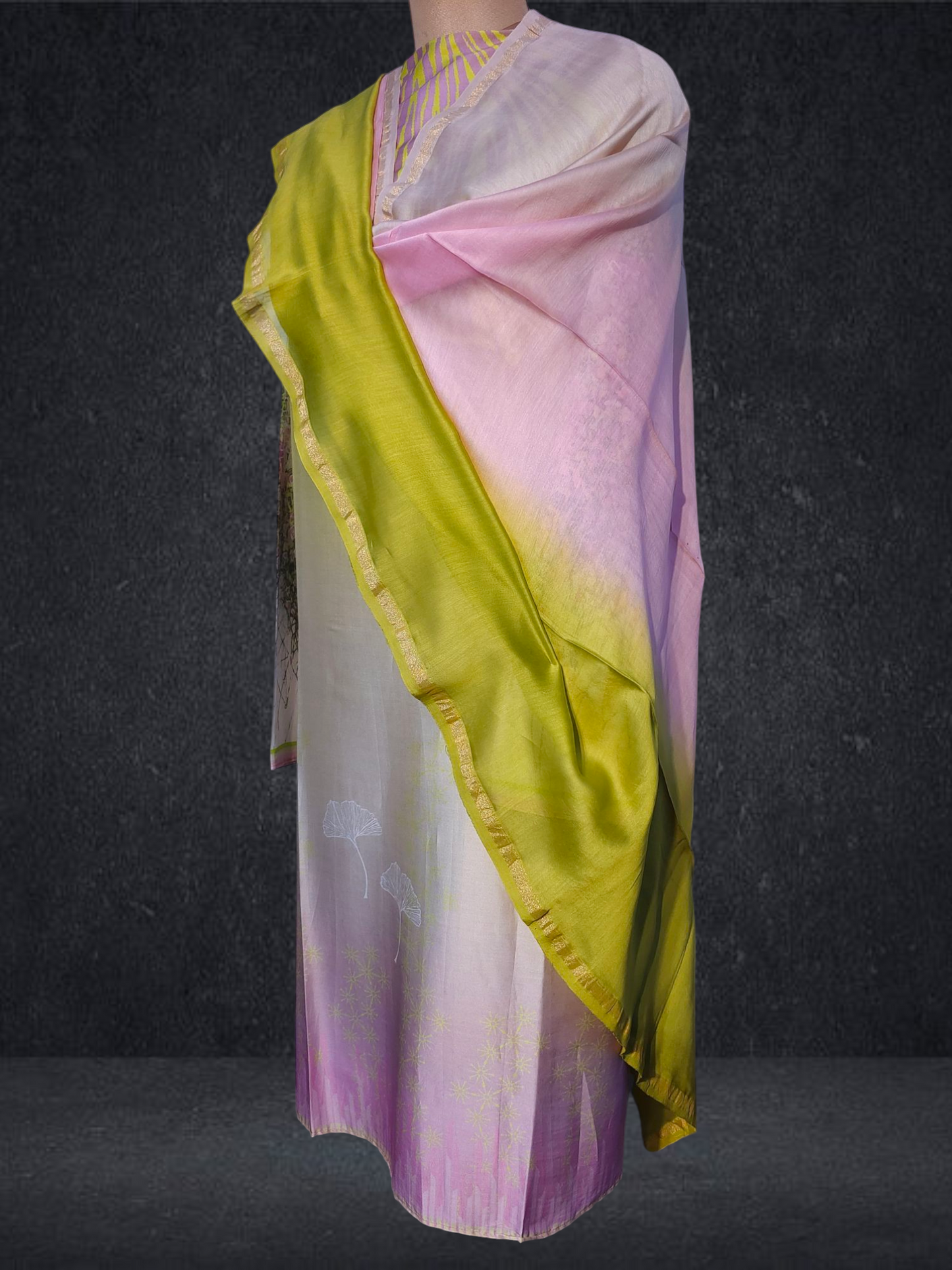 Semi Stitched Chanderi Casual Suitset