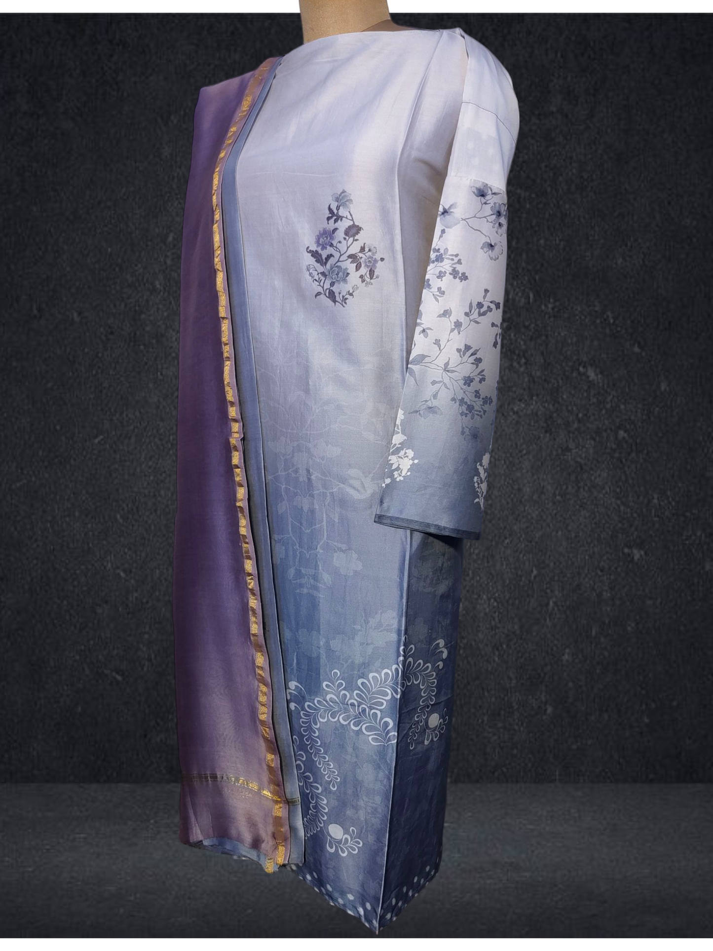 Semi Stitched Chanderi Casual Suitset