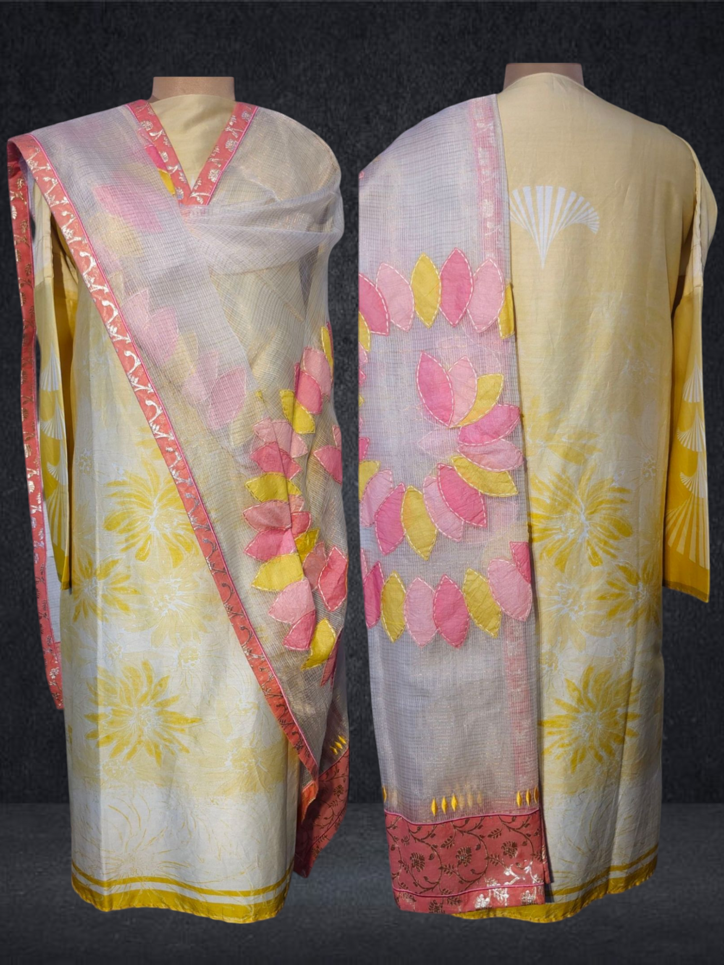 Semi Stitched Chanderi Formal Suitset