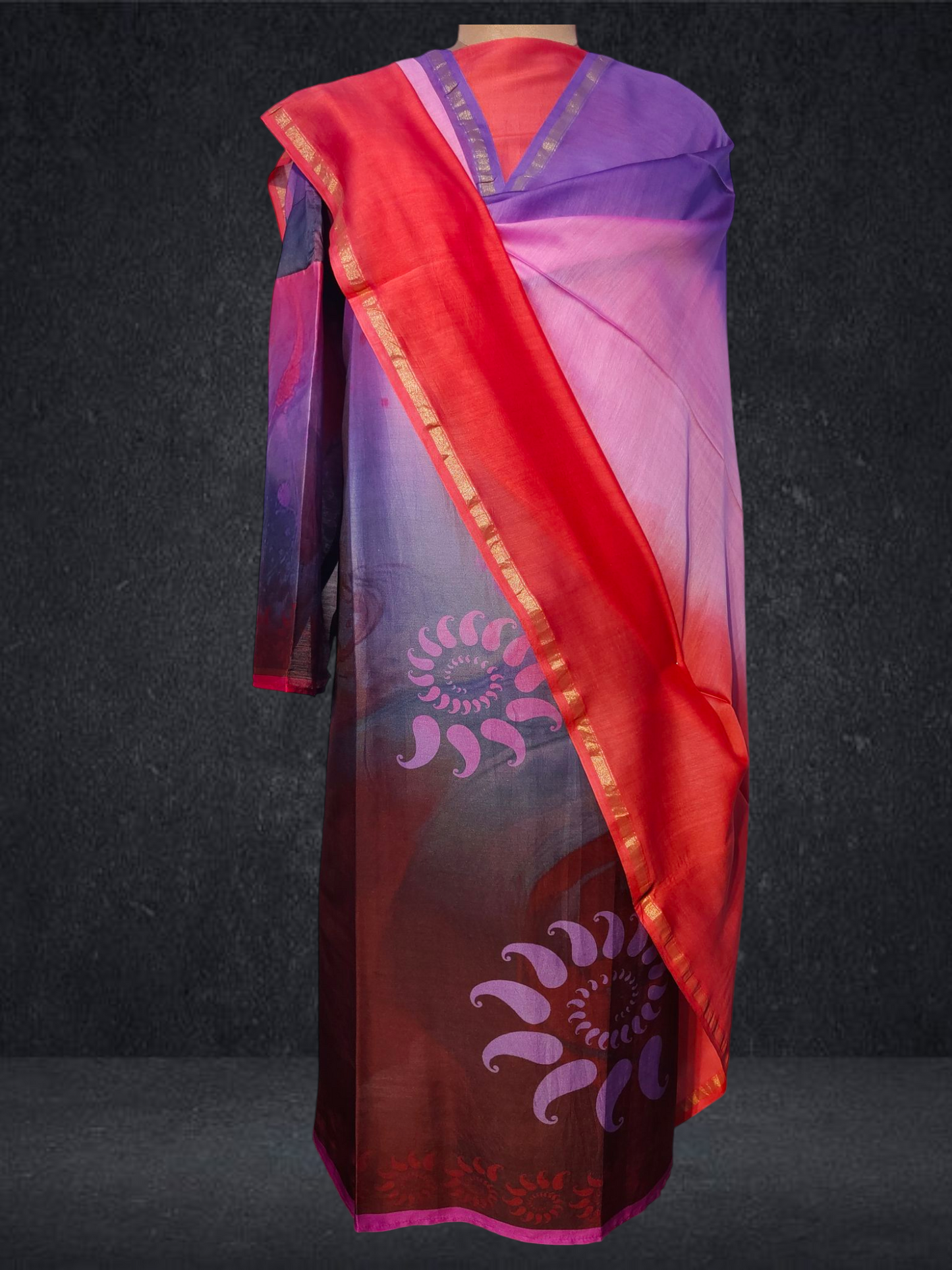 Semi Stitched Chanderi Casual Suitset