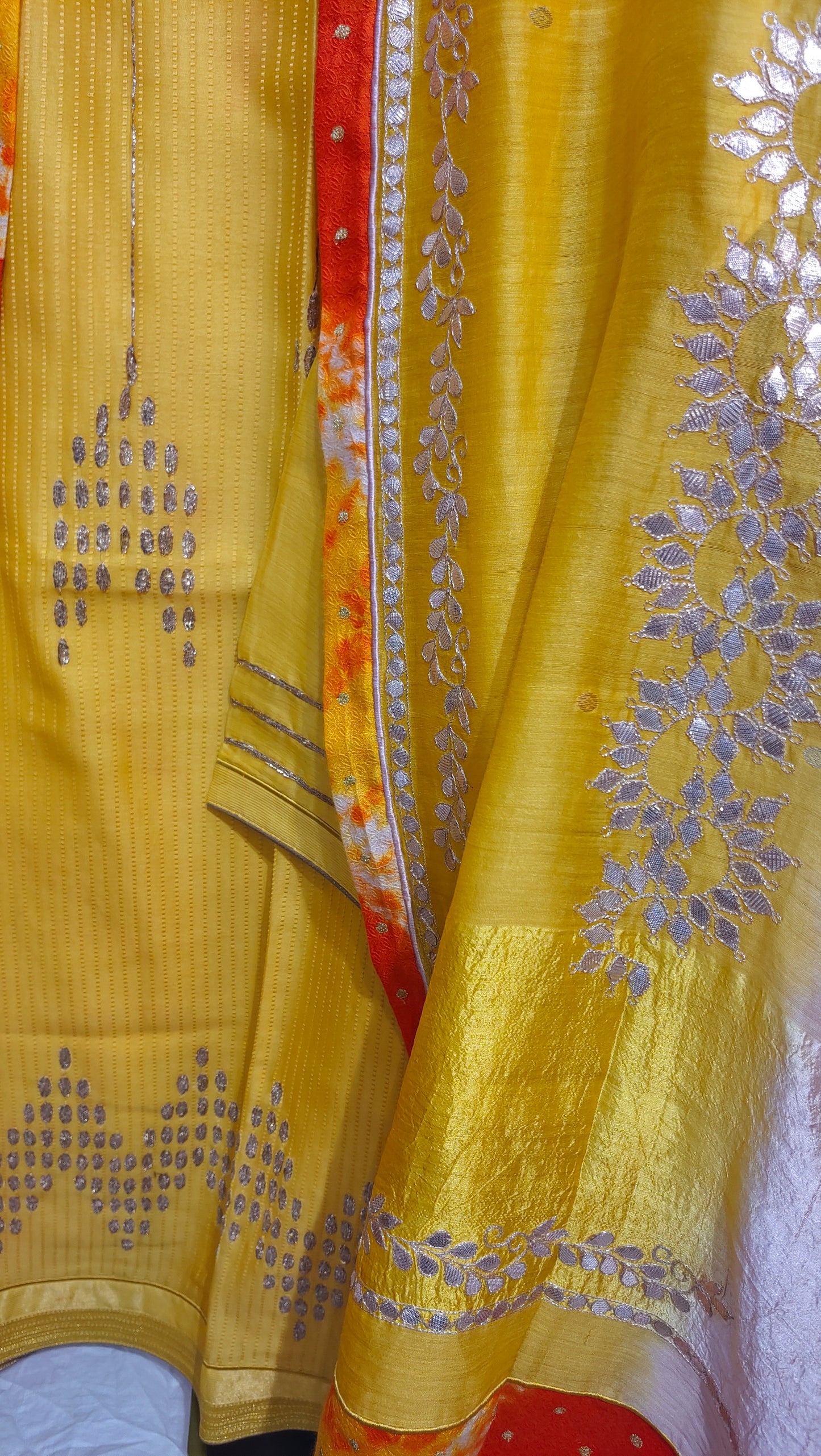 Semi Stitched Chanderi Formal Suitset