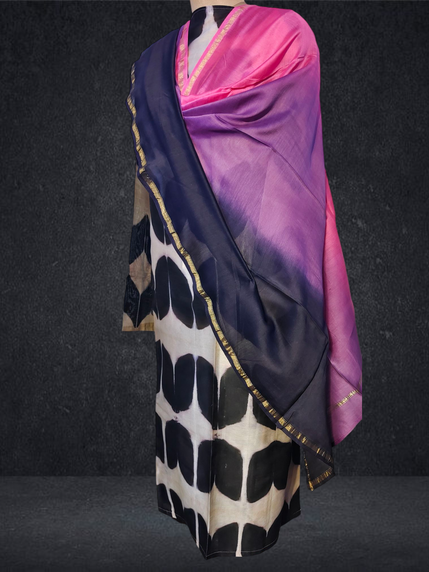 Semi Stitched Chanderi Casual Suitset