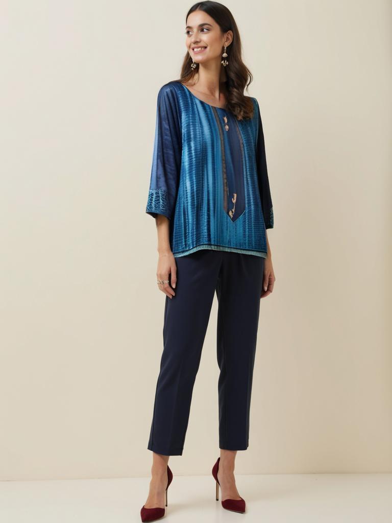 Semistitched Chanderi Shibori Short Tunic