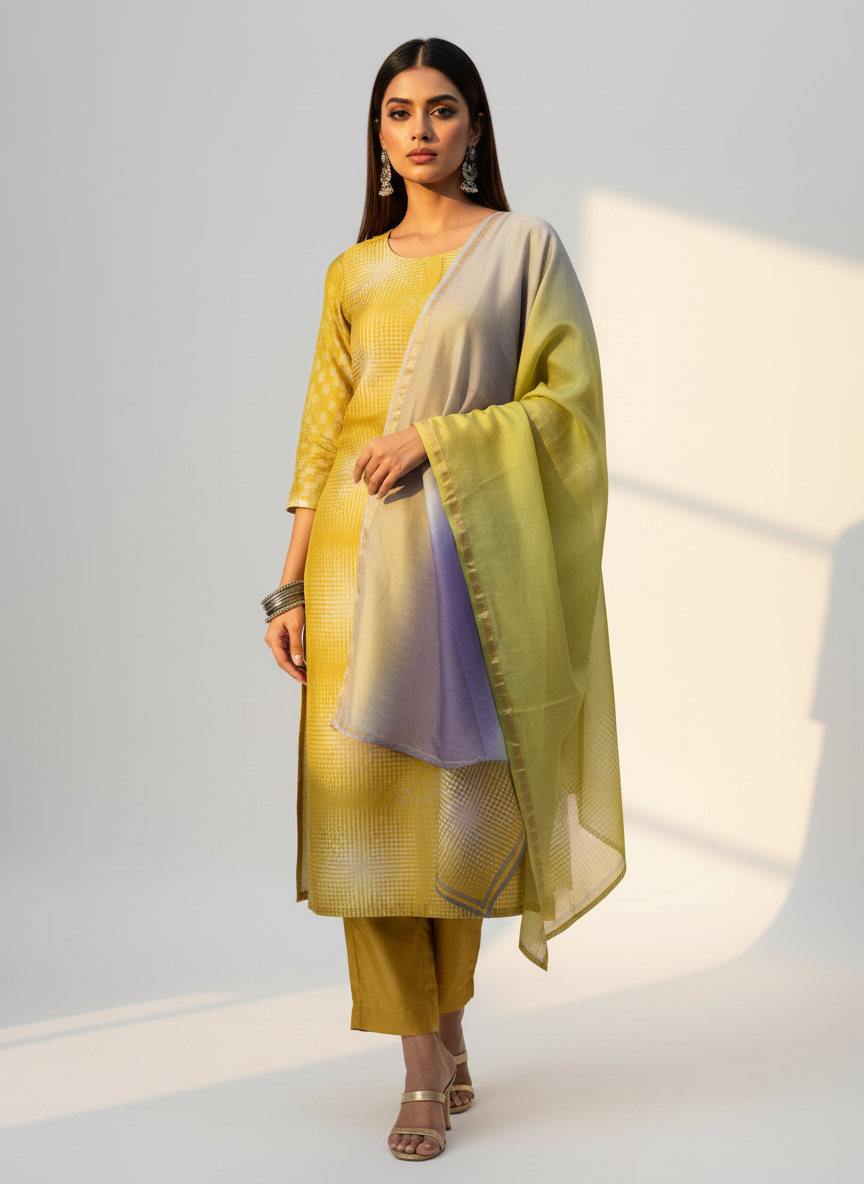 Semi Stitched Cotton Casual Suitset