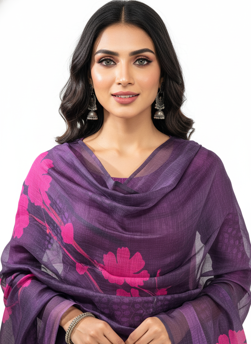 Semi Stitched Chanderi Casual Suitset