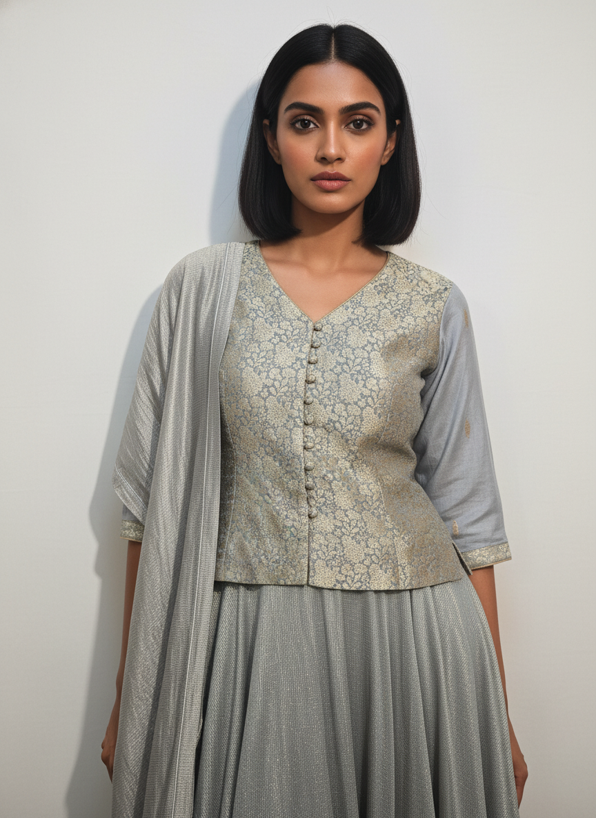 Formal chanderi Zari Woven Skirtset