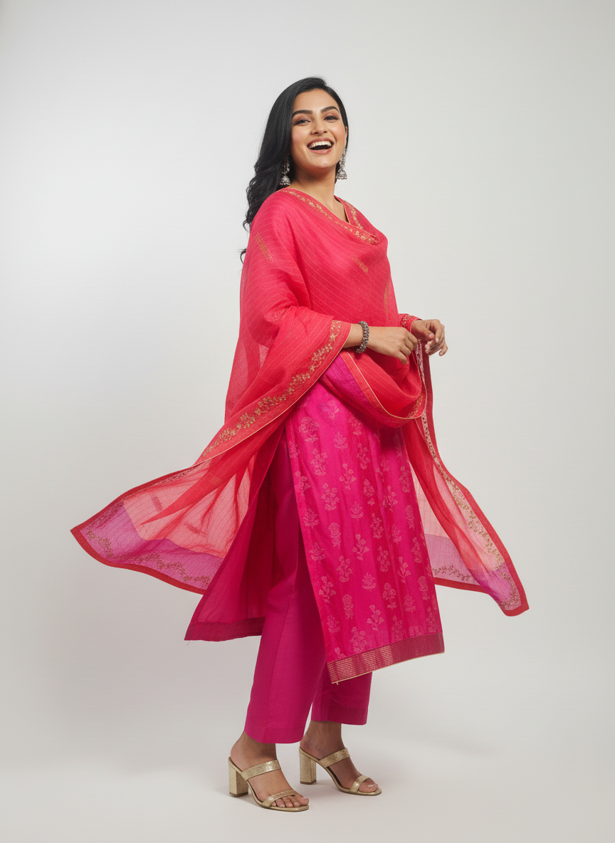 Semi Stitched Formal Chanderi Suitset