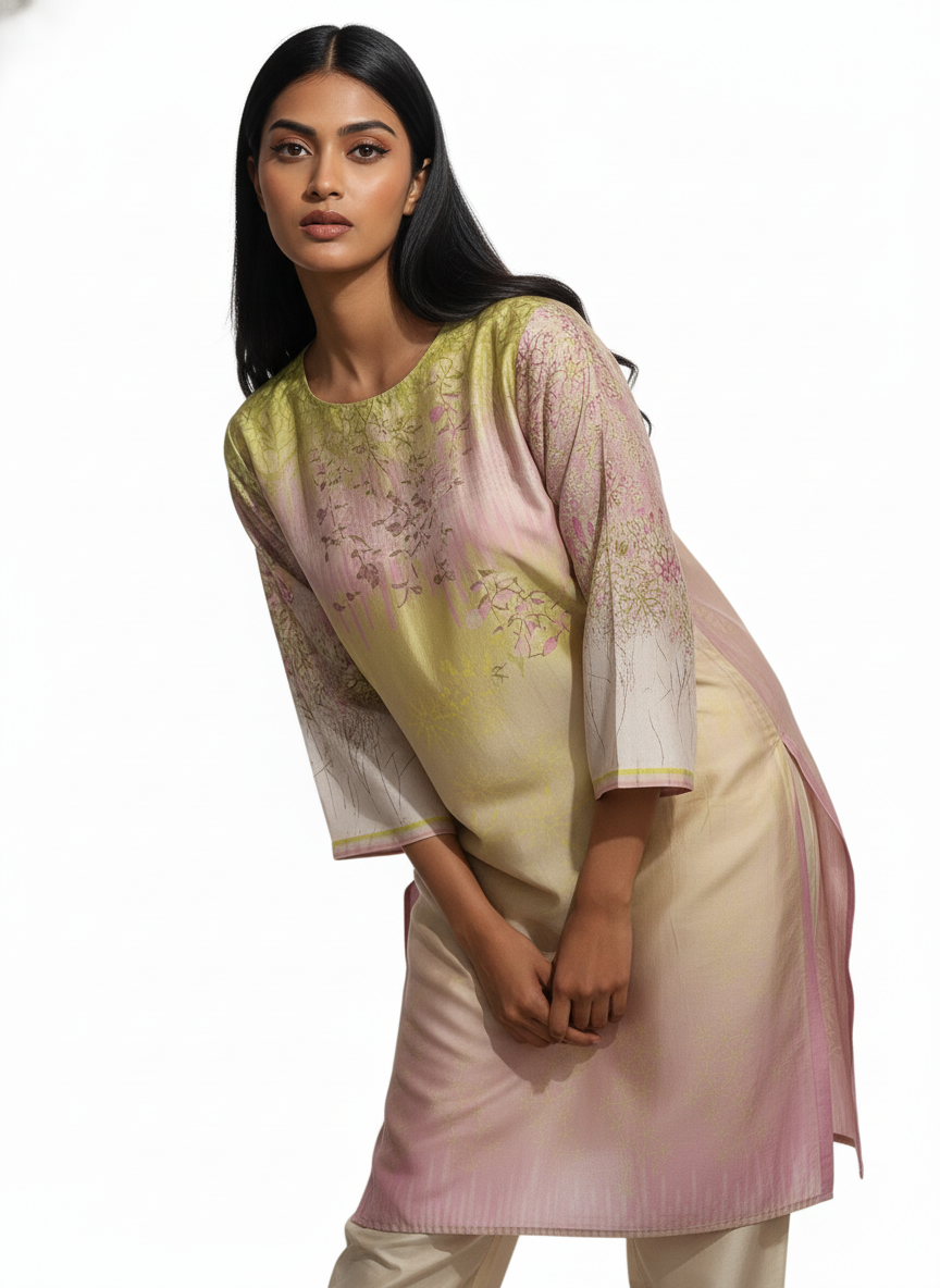 Semi Stitched Chanderi Kurta