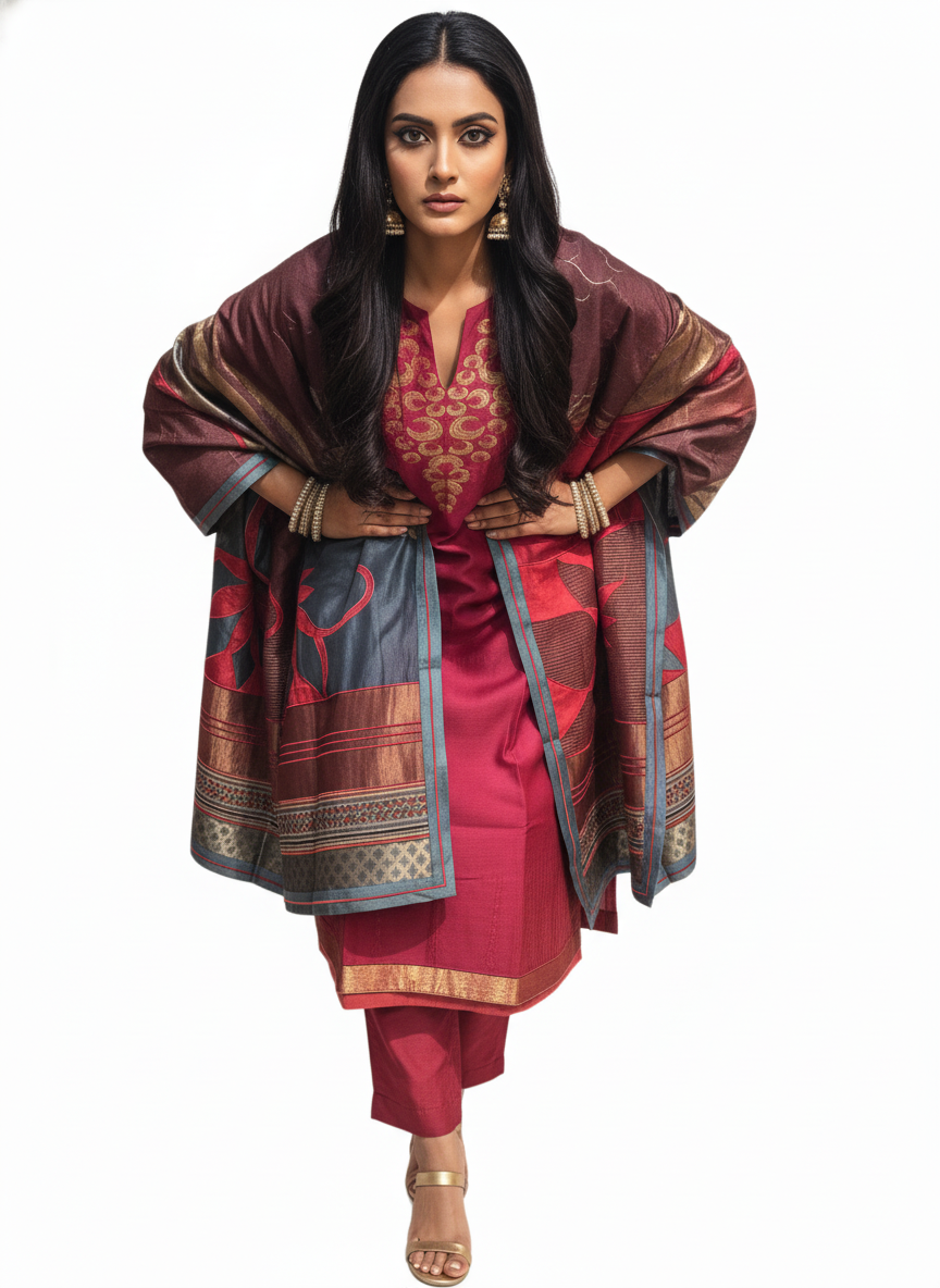 Semi Stitched Formal Chanderi Suitset