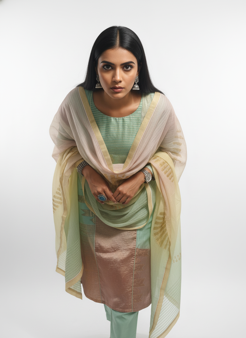 Semi Stitched Formal Chanderi Suitset