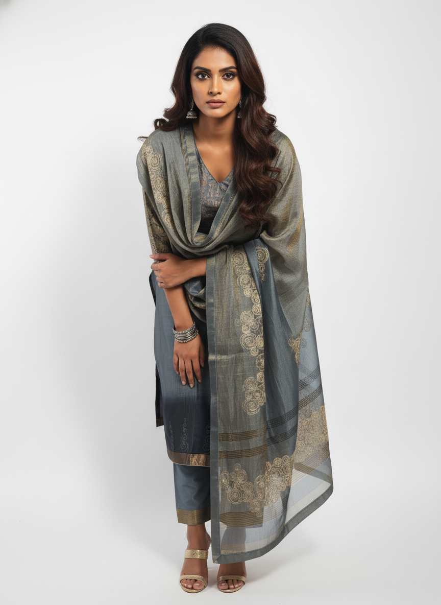 Semi Stitched Formal Chanderi Suitset