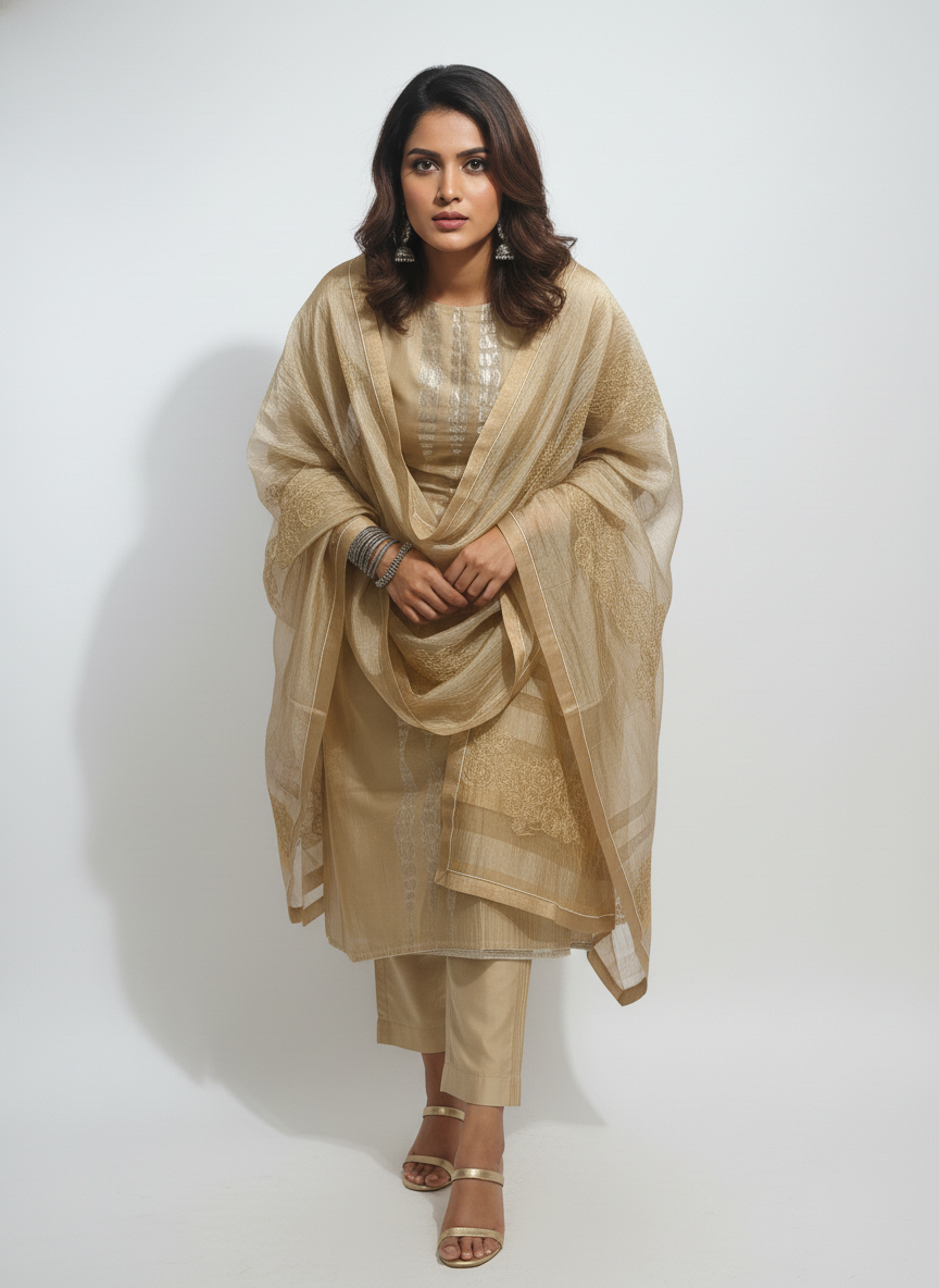 Semi Stitched Formal Chanderi Suitset