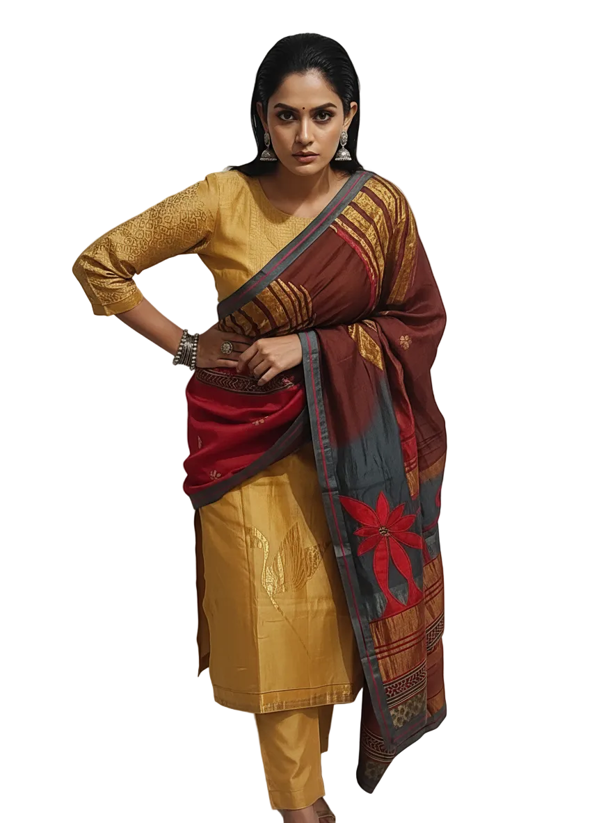 Semi Stitched Formal Chanderi Suitset