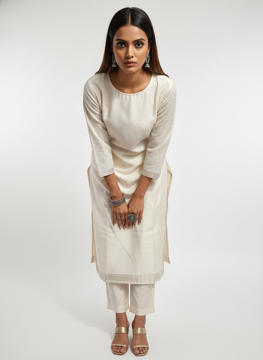 Semi Stitched Formal chanderi Kurta