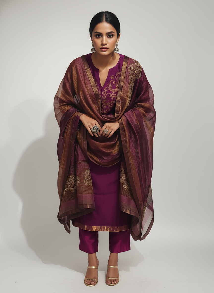 Semi Stitched Formal Chanderi Suitset