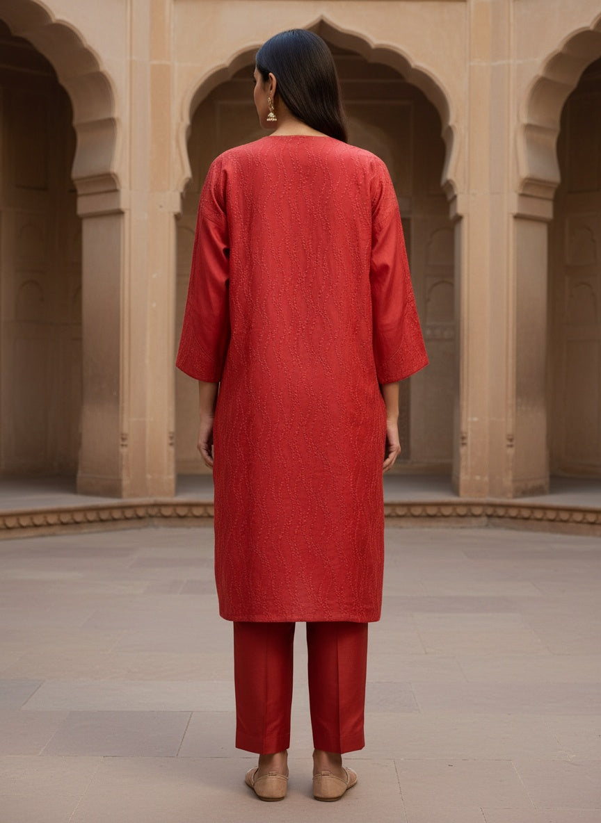 Semi Stitched Formal Chanderi Kurta
