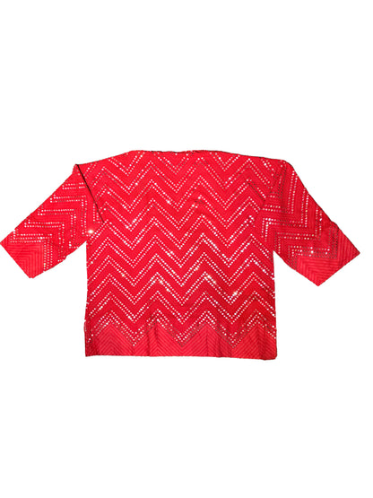 Semistitched georgette mirrorwork tunic