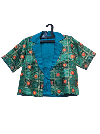 Formal Silk bandhani cropped Blazer blouse