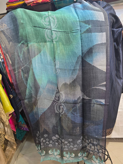 Printed silk linen Dupatta