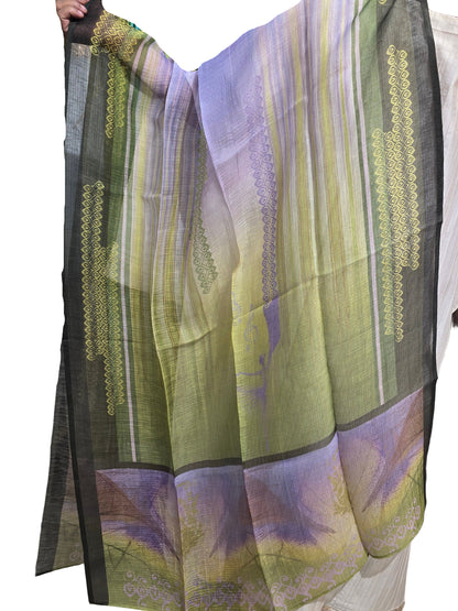 Printed silk linen Dupatta